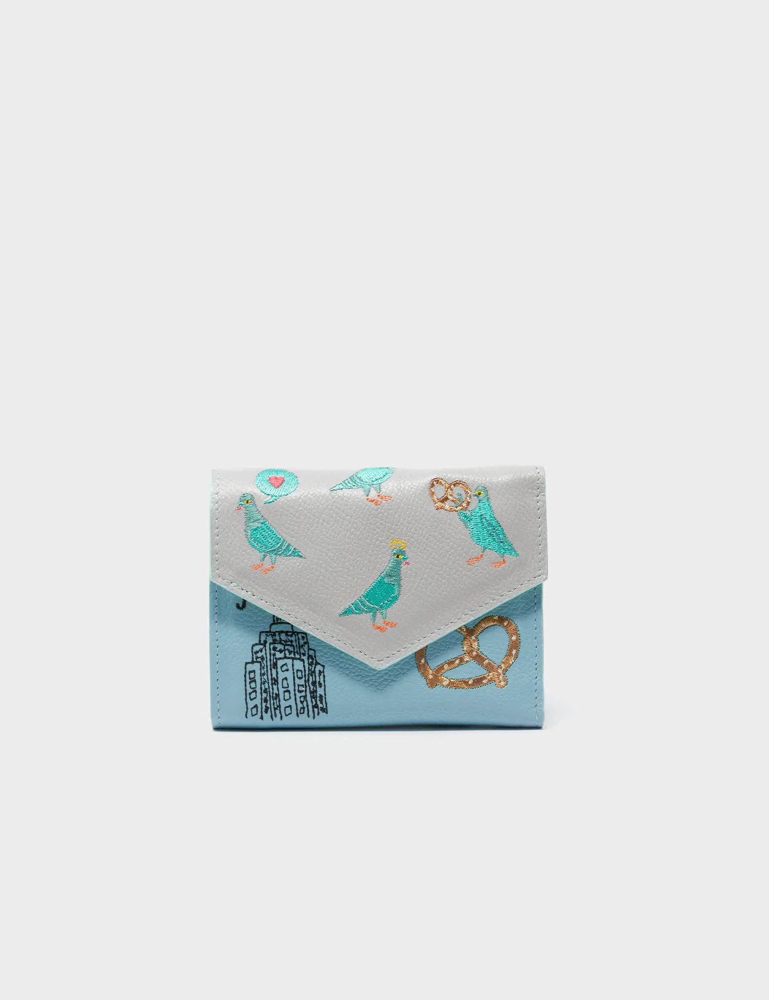 Fiona Moonwalk Gray Leather Wallet - Pigeonista Design