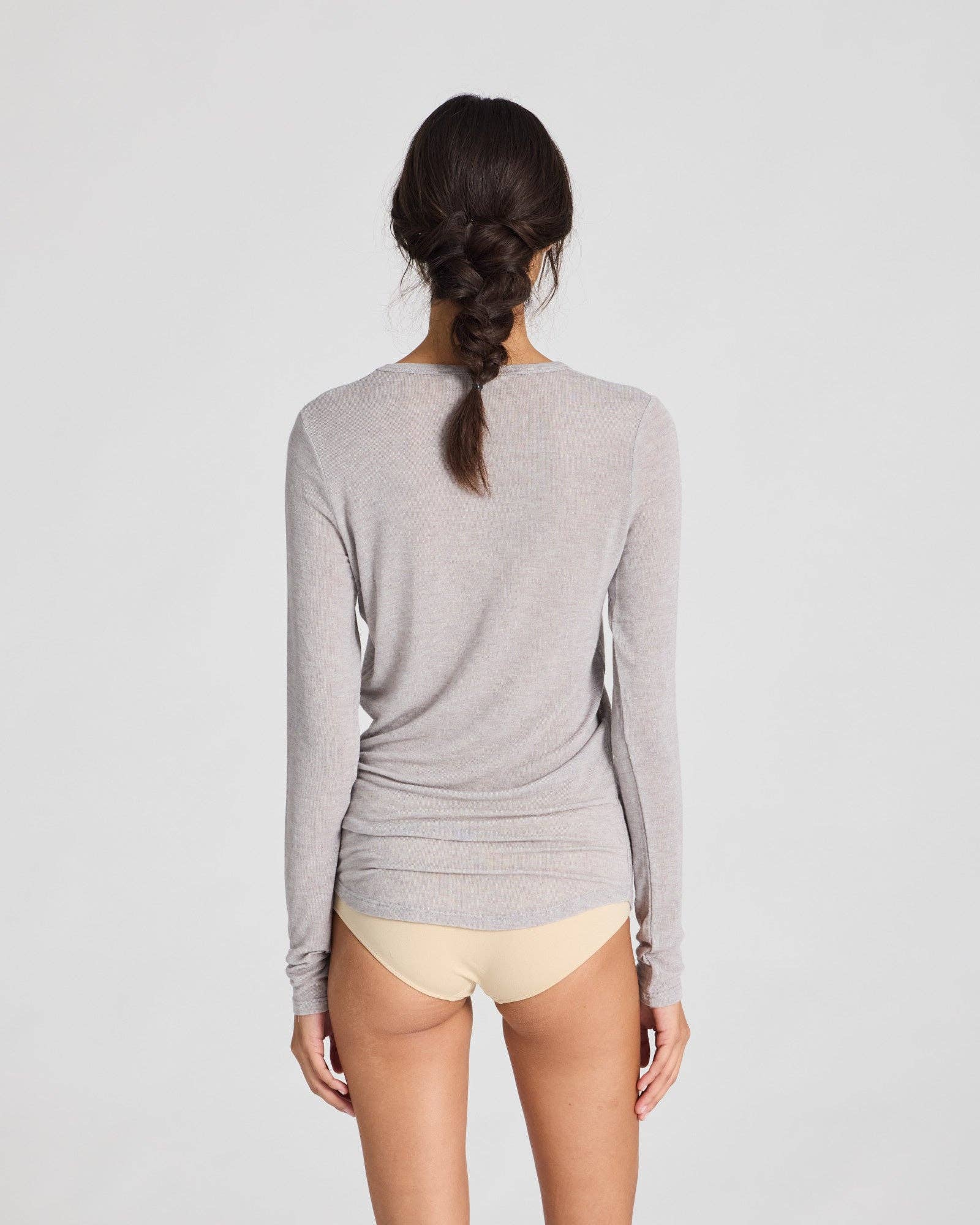 Thyra Wool Top - Light Grey Melange