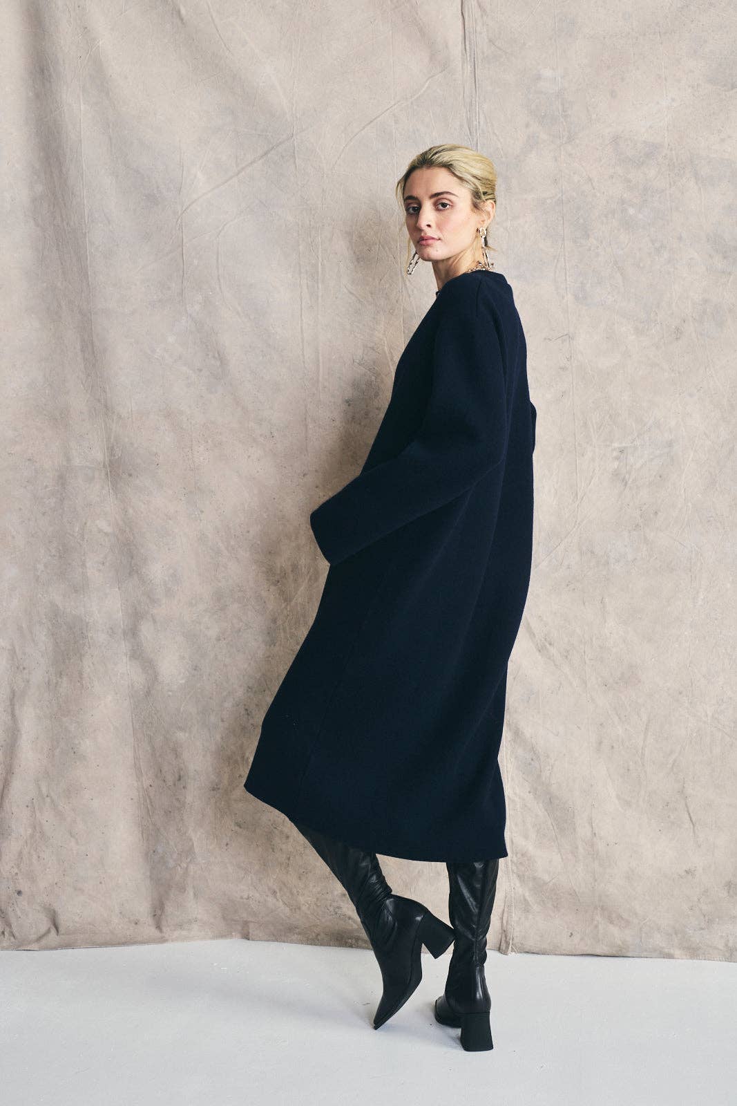Sweater Dress - Navy Italian Wool