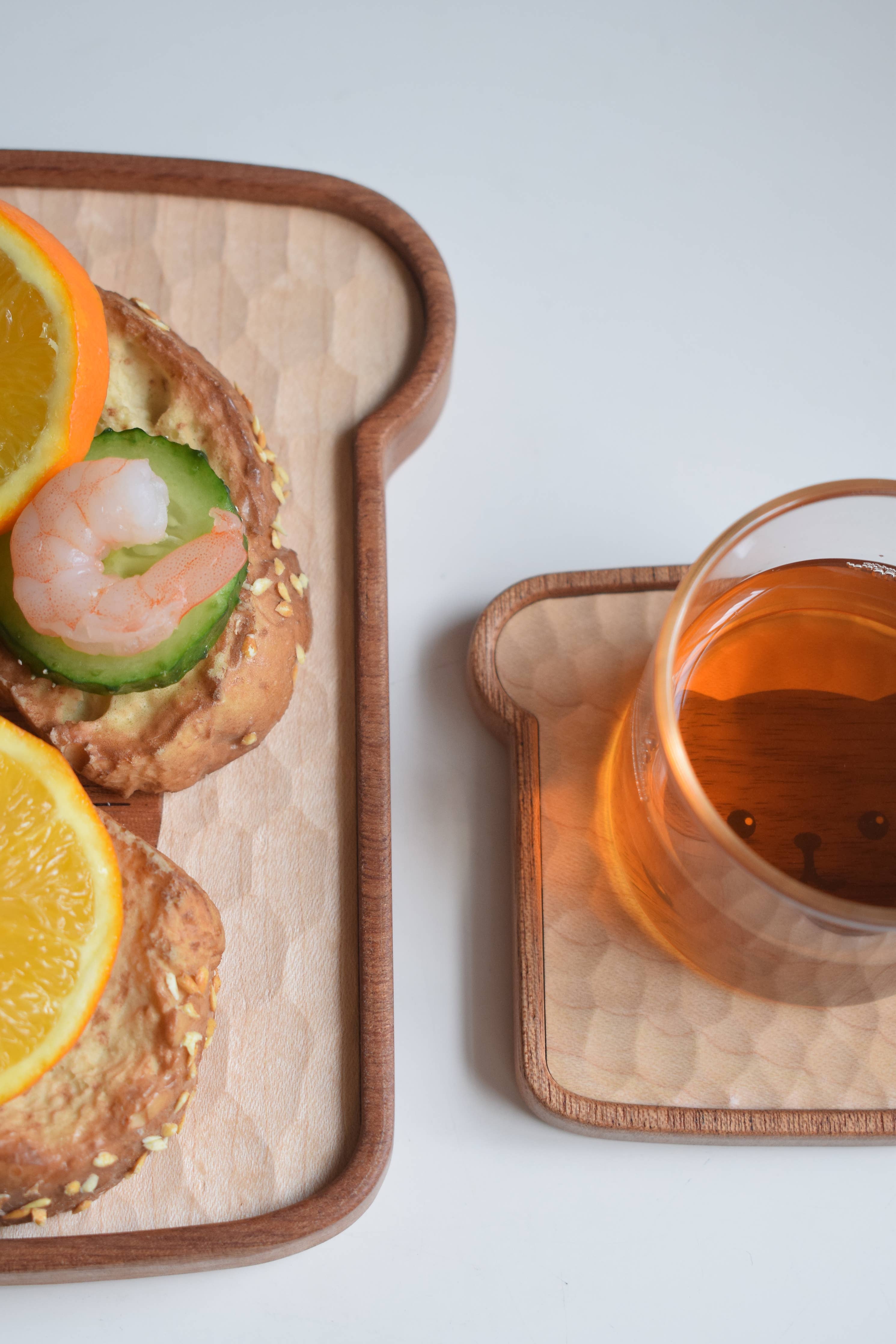 Toast Cat hand-carved wooden plate and coaster