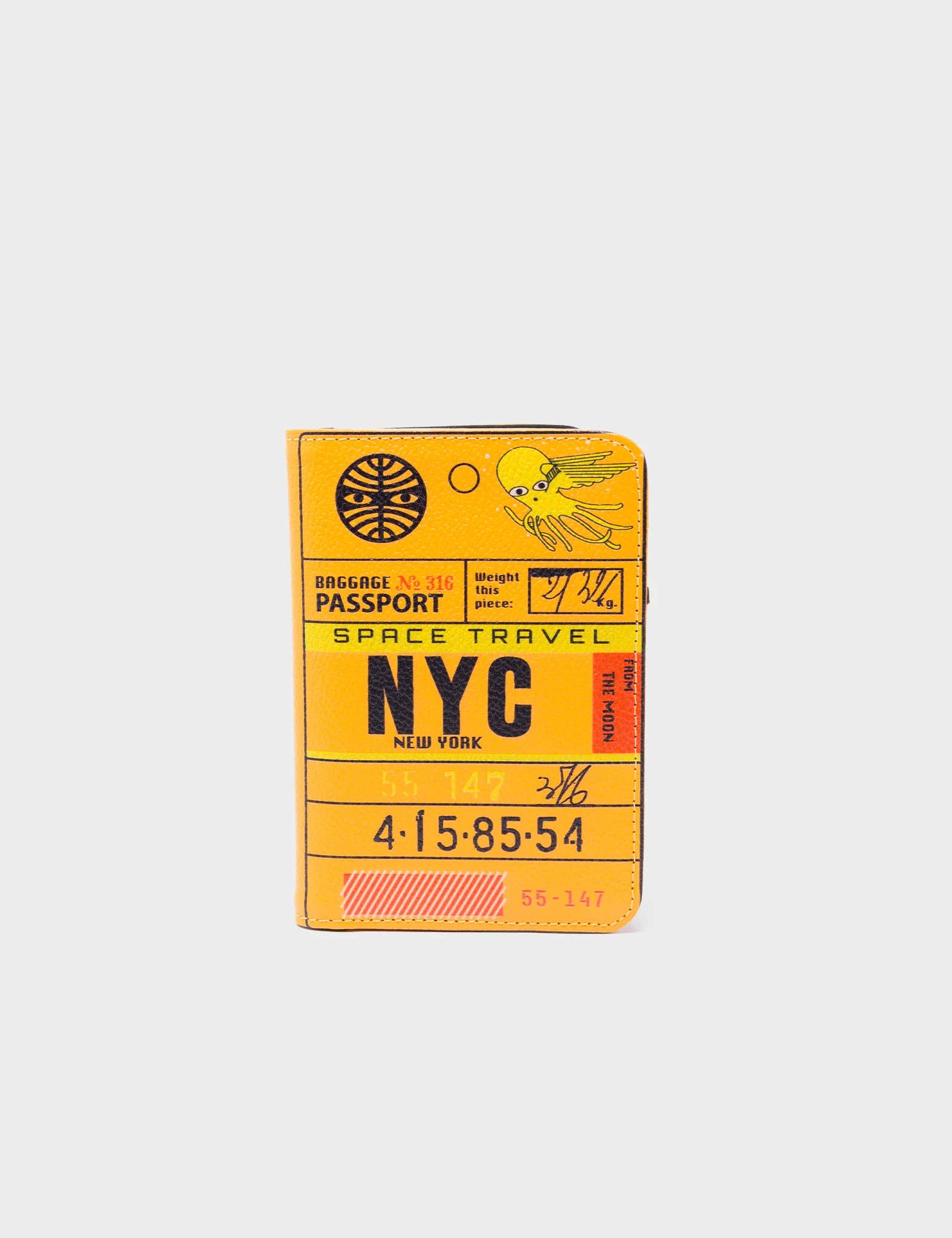 Frida Marigold Leather Passport Cover - Space Travel NYC Print