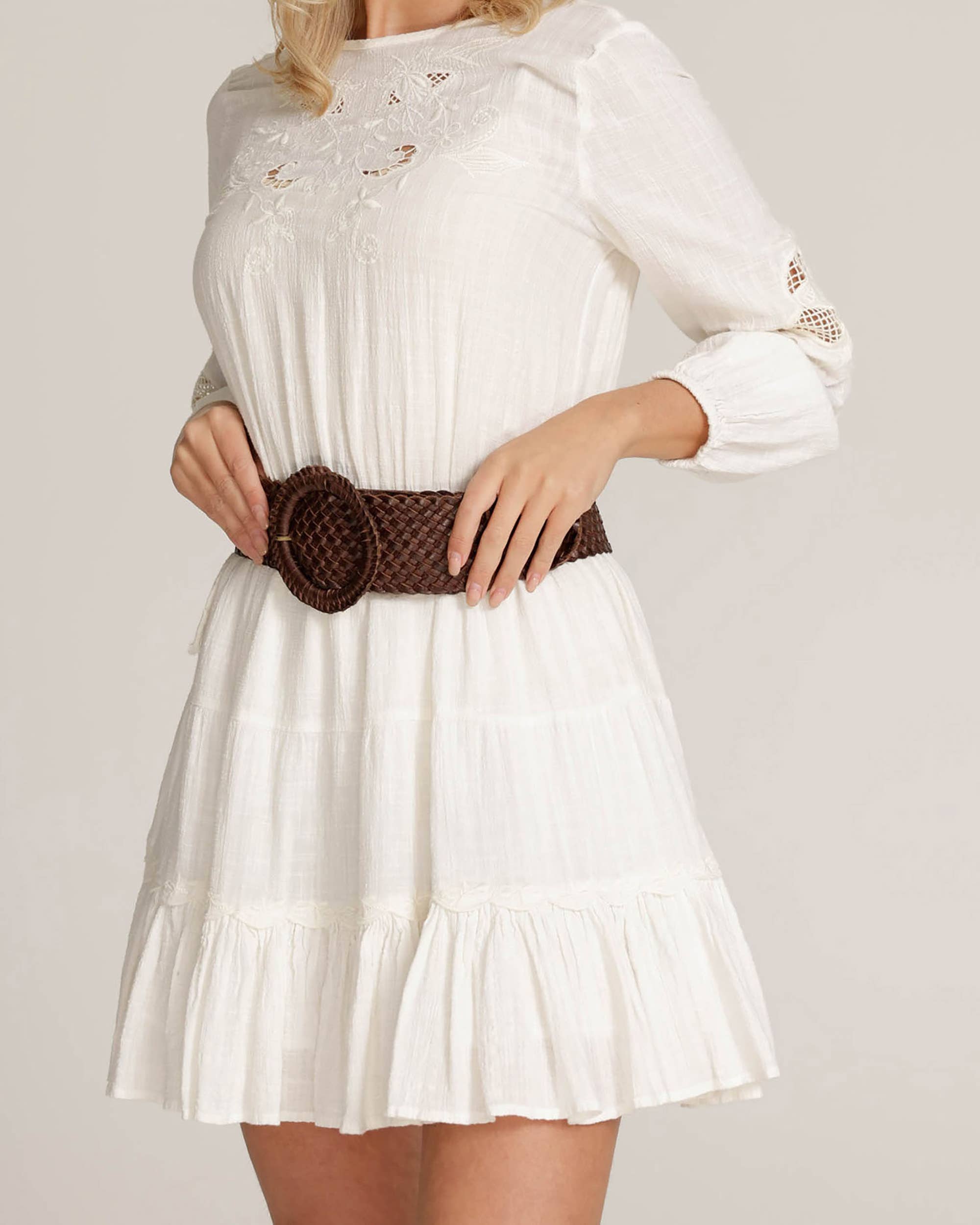 Farah | Wide Woven Leather Belt