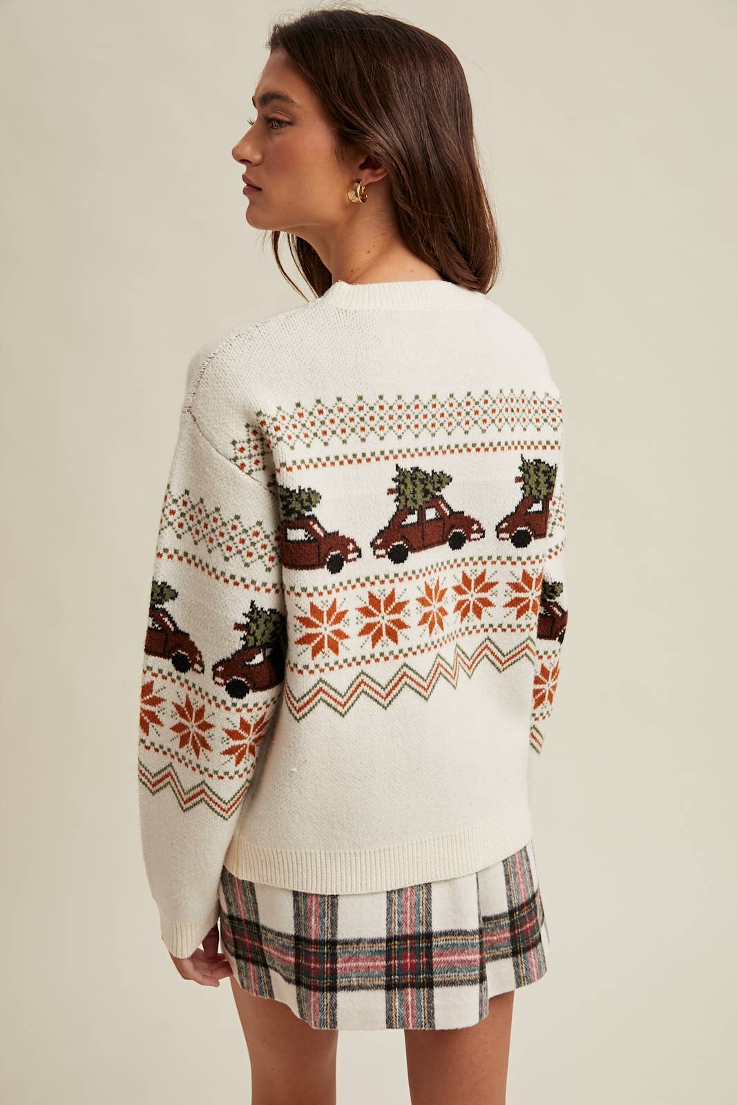 'CHRISTMAS TREE CAR' FAIR ISLE SWEATER / WL25-11317
