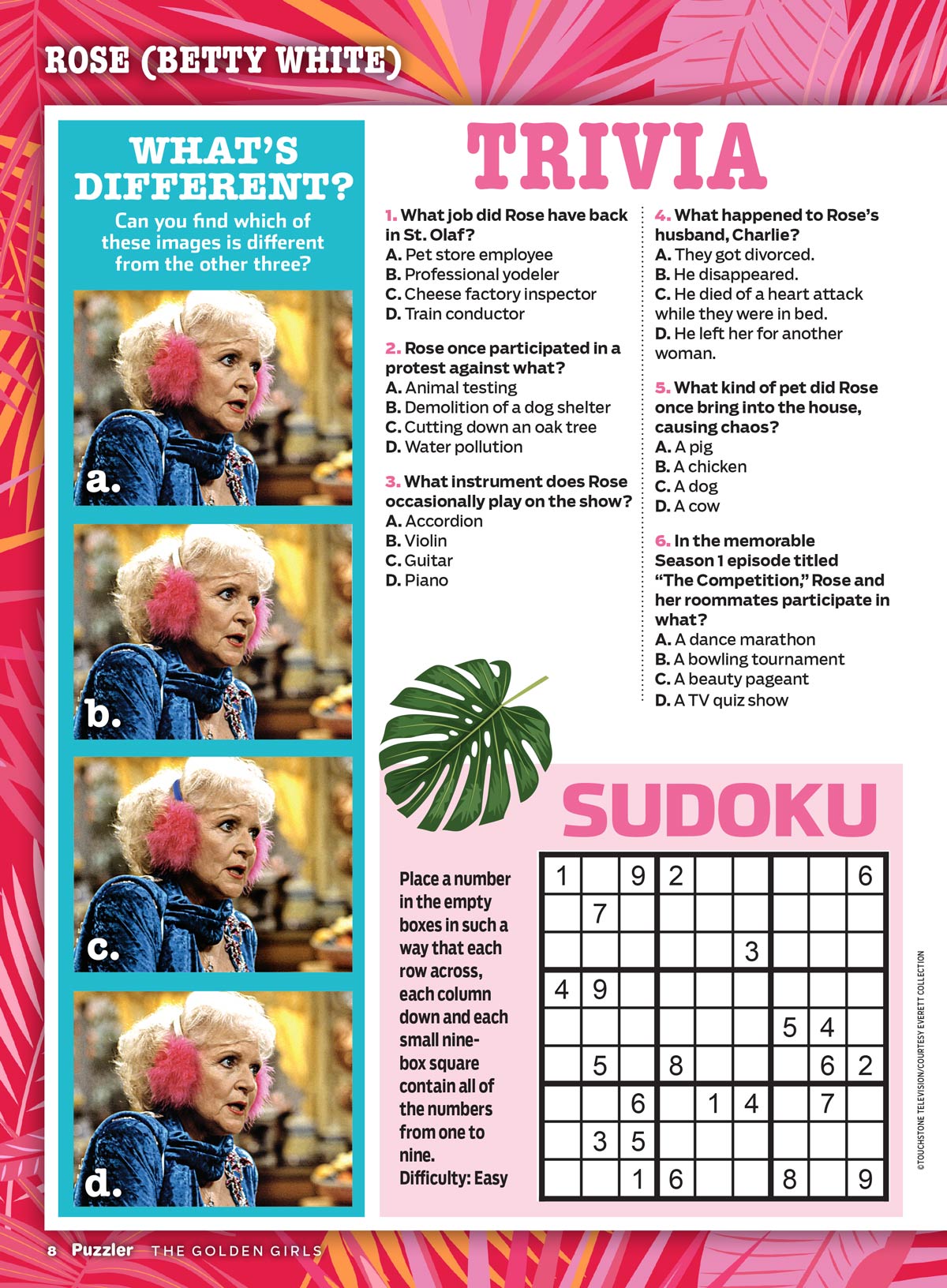 TV Guide - The Golden Girls Puzzler: Celebrate The 40th Anniversary, Fun Games Packed With Crosswords, Trivia, Word Sudoku, Missing Letters, Spot The Difference, Word Searches, Brain Teasers & More!
