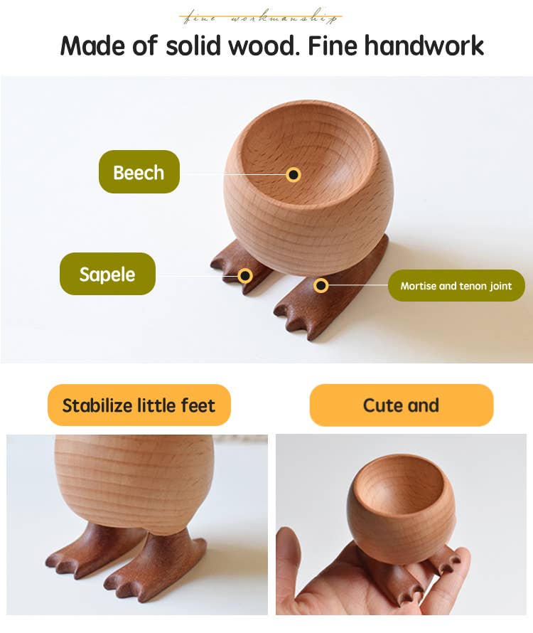 Wooden Egg Cup – Little Claw Design in Sapele & Beech