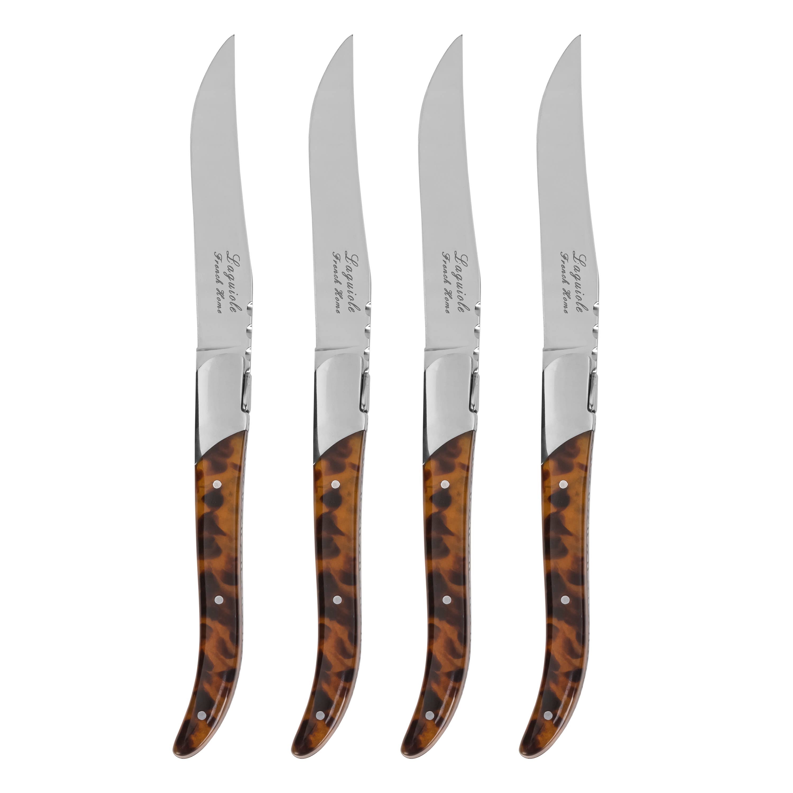 Tortoise Shell 4-Piece Laguiole Connoisseur Steak Knife Set