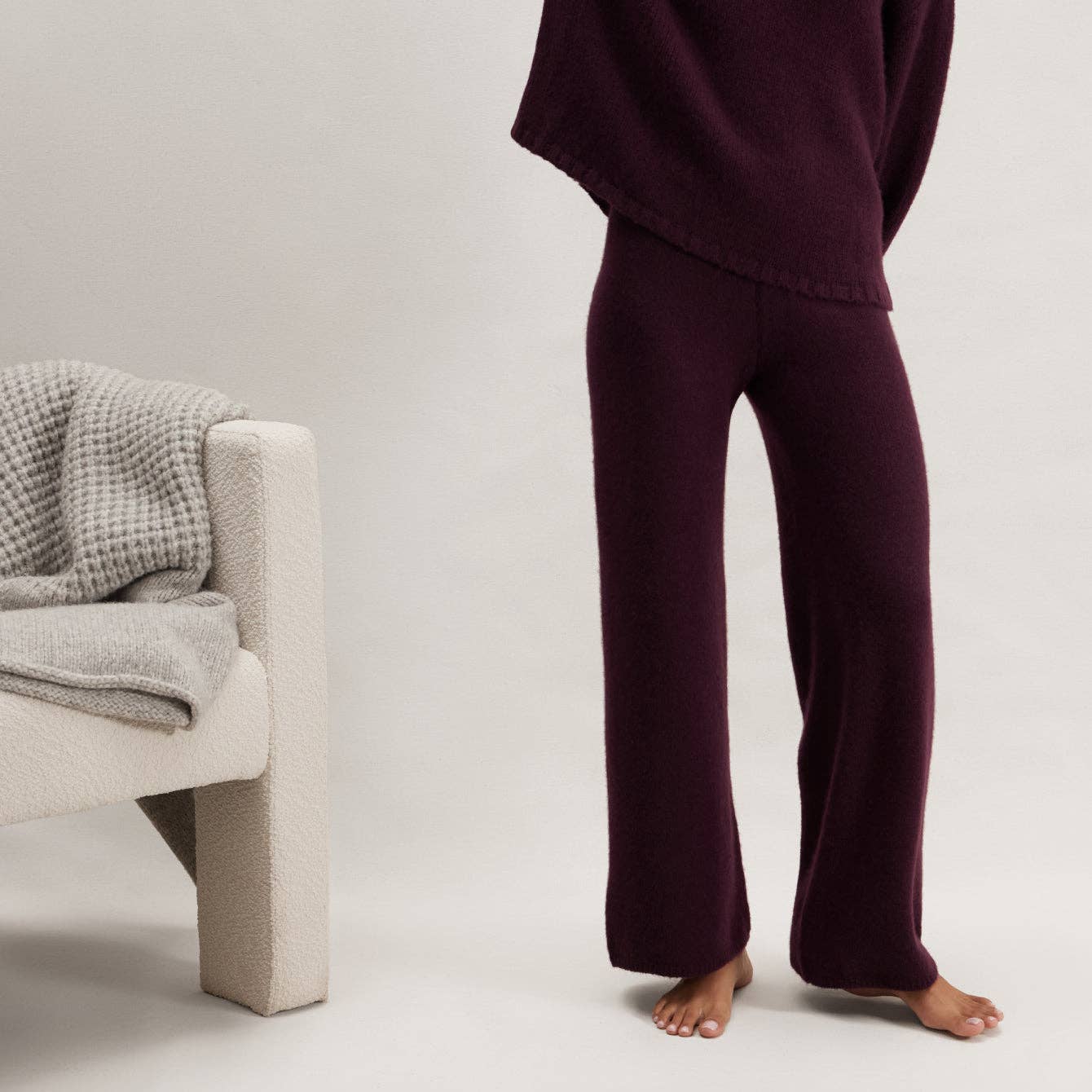 Cashmere Wool Wide Leg Pant