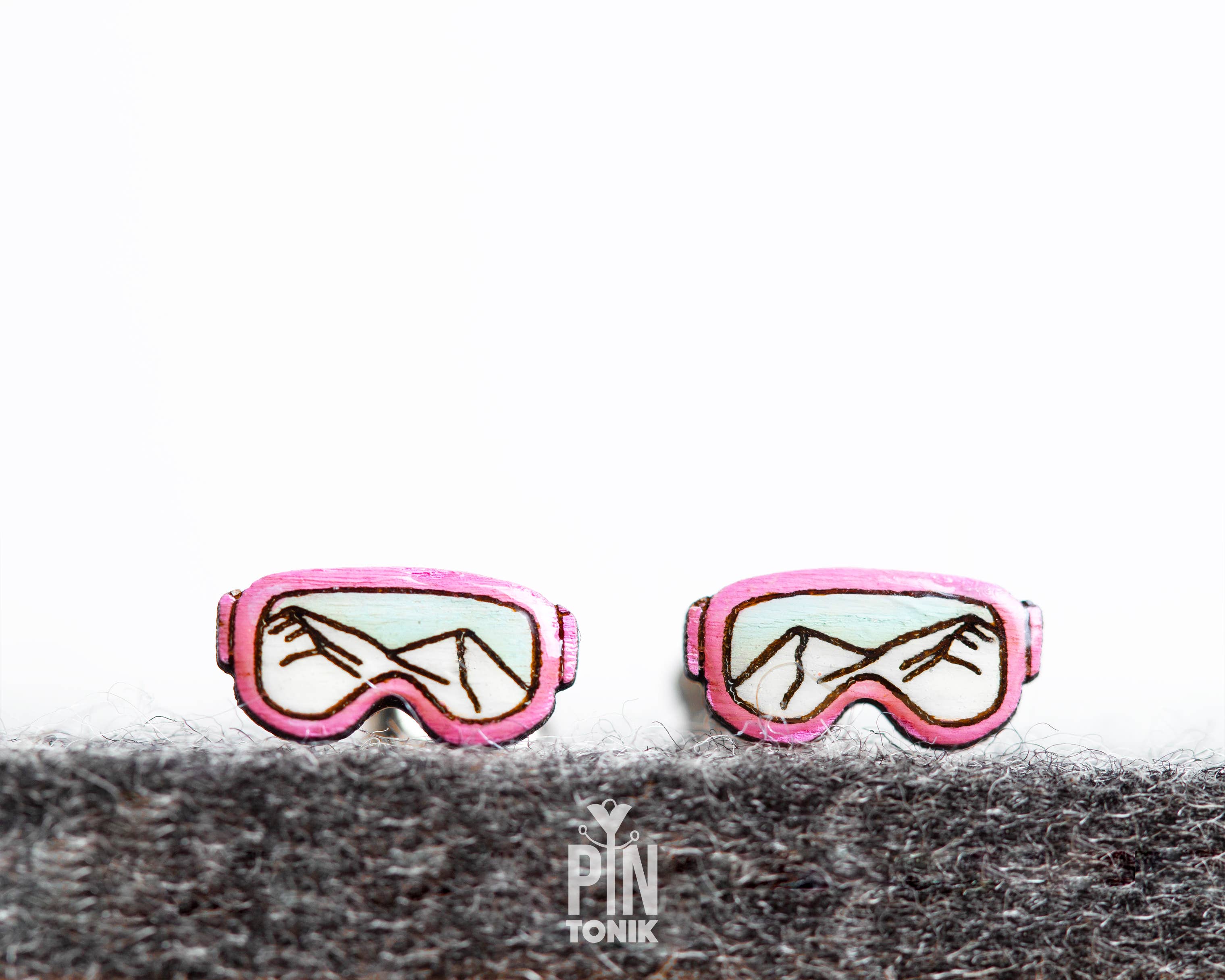 Ski Goggle Earrings - Fun Apres Ski Studs - Snowboard Gifts 