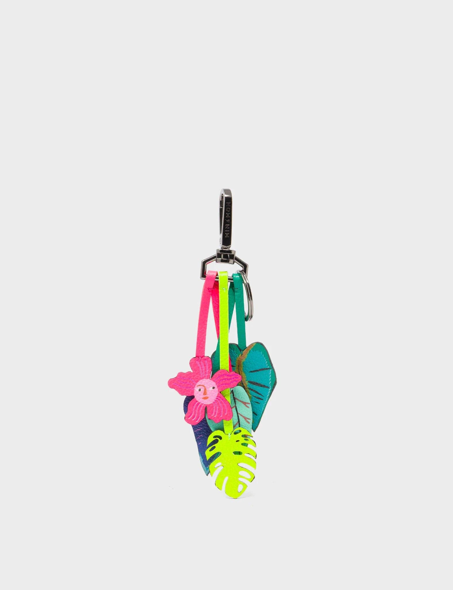 Botanical Scent Charm - Green and Pink Leather Keychain