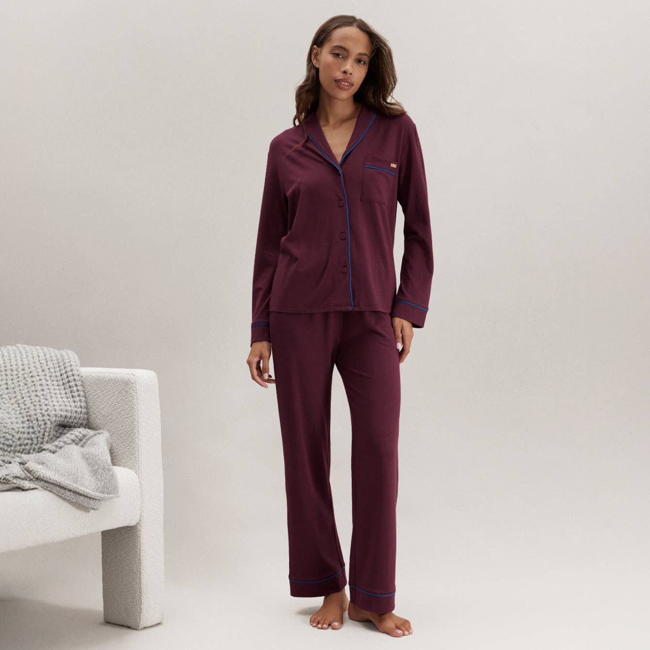Slumberknit™ Shawl Collar Button Down Pant Set