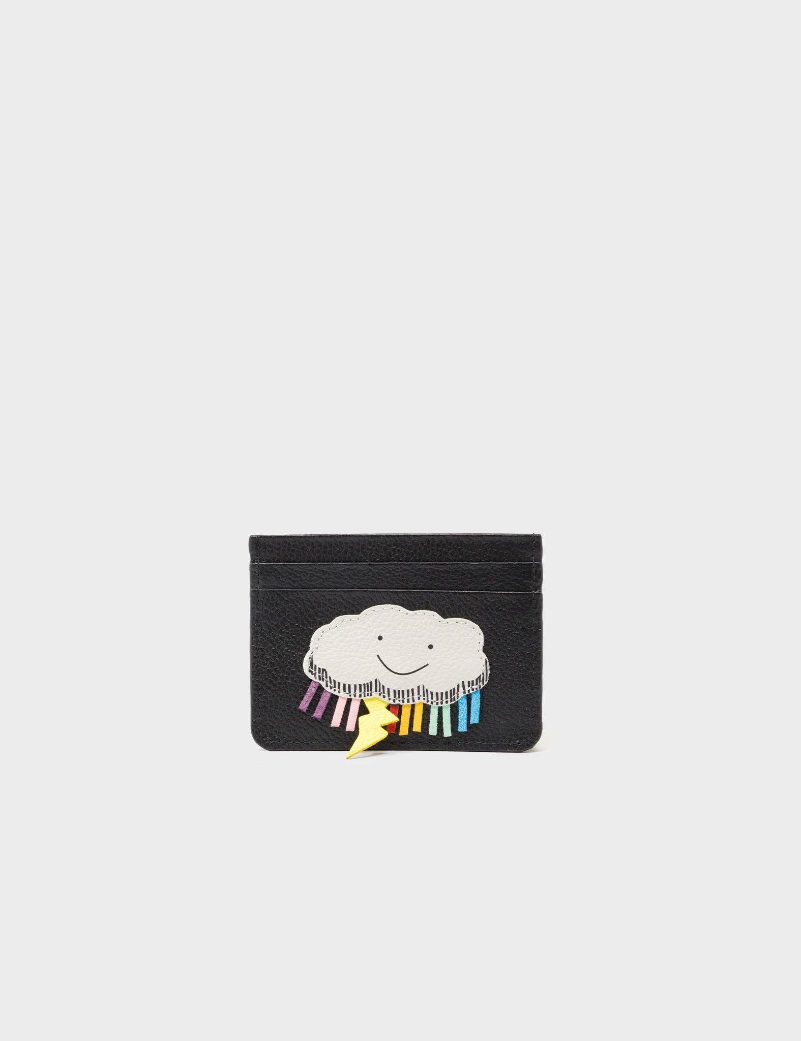 Filium Black Leather Cardholder - Happy Cloud Applique