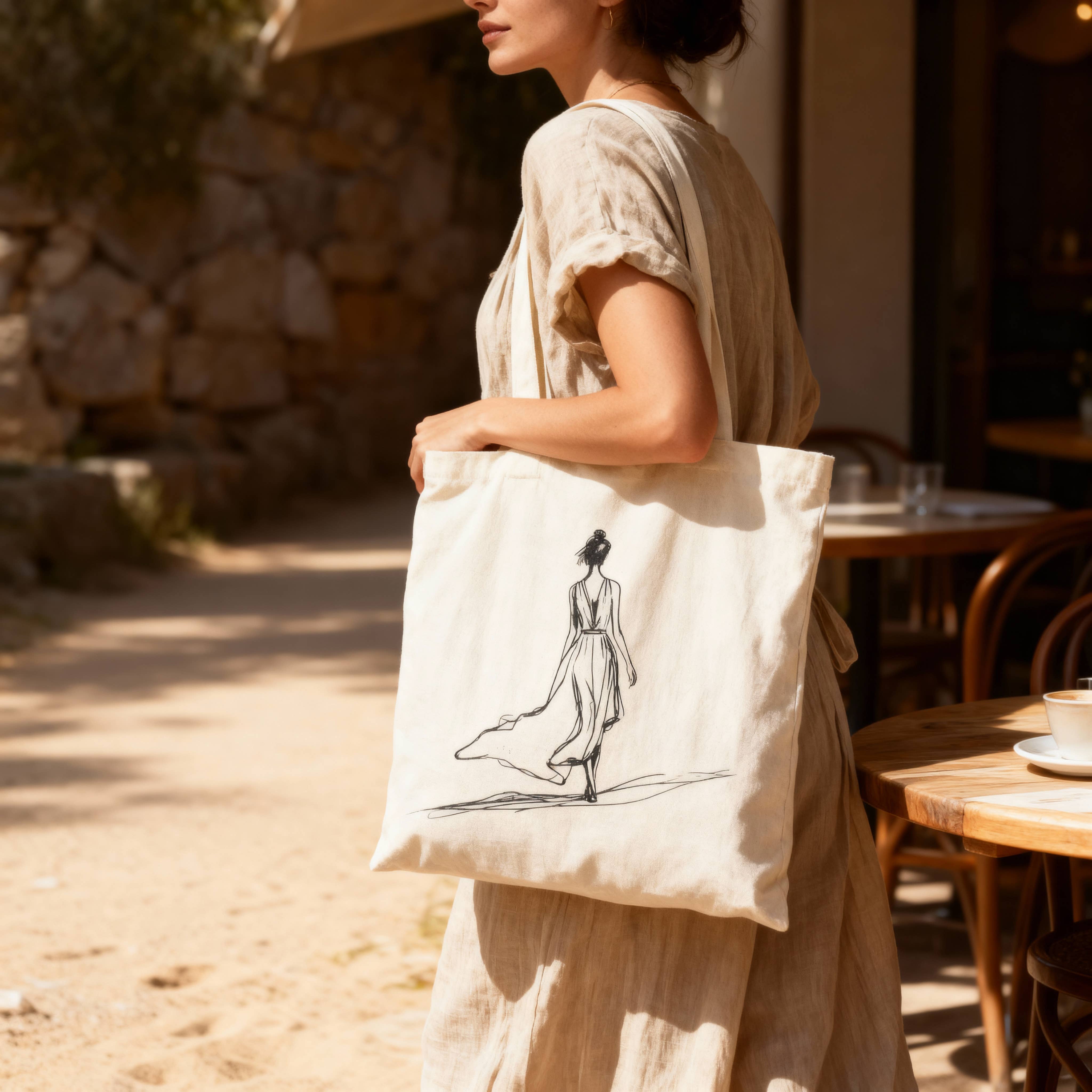 The Wanderer Tote | Minimalist Line Art Eco Canvas Bag