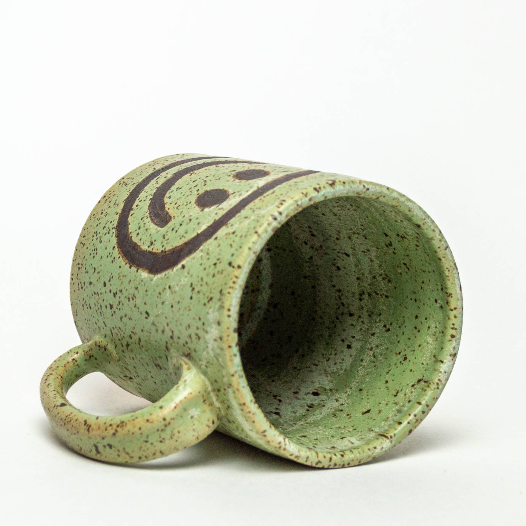 Smiley Face Handmade in Ohio Ceramic Green 14oz Mug