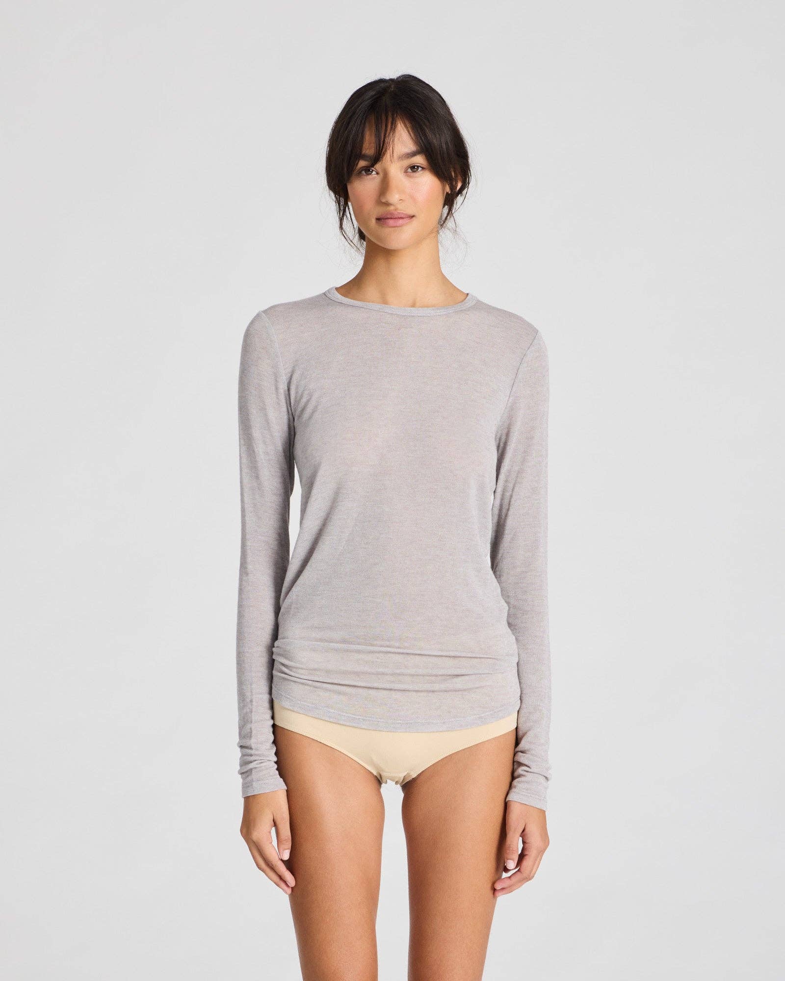 Thyra Wool Top - Light Grey Melange