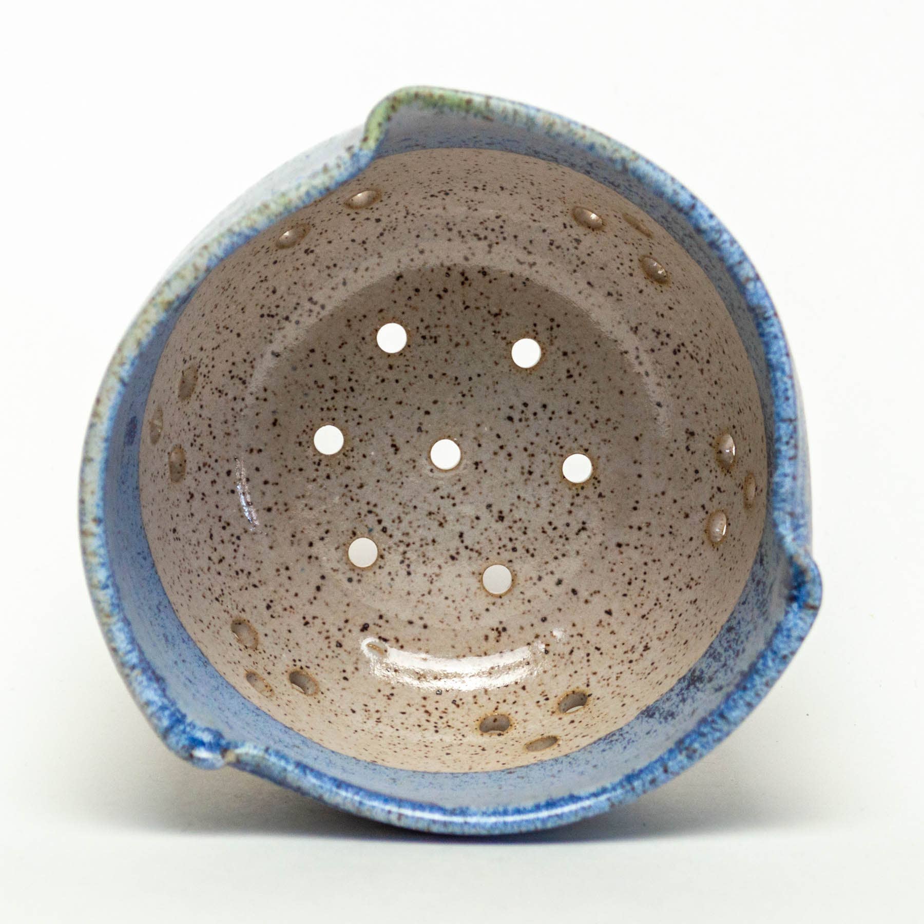 Berry Bowl/Colander - Handthrown Stoneware - Blue Wash
