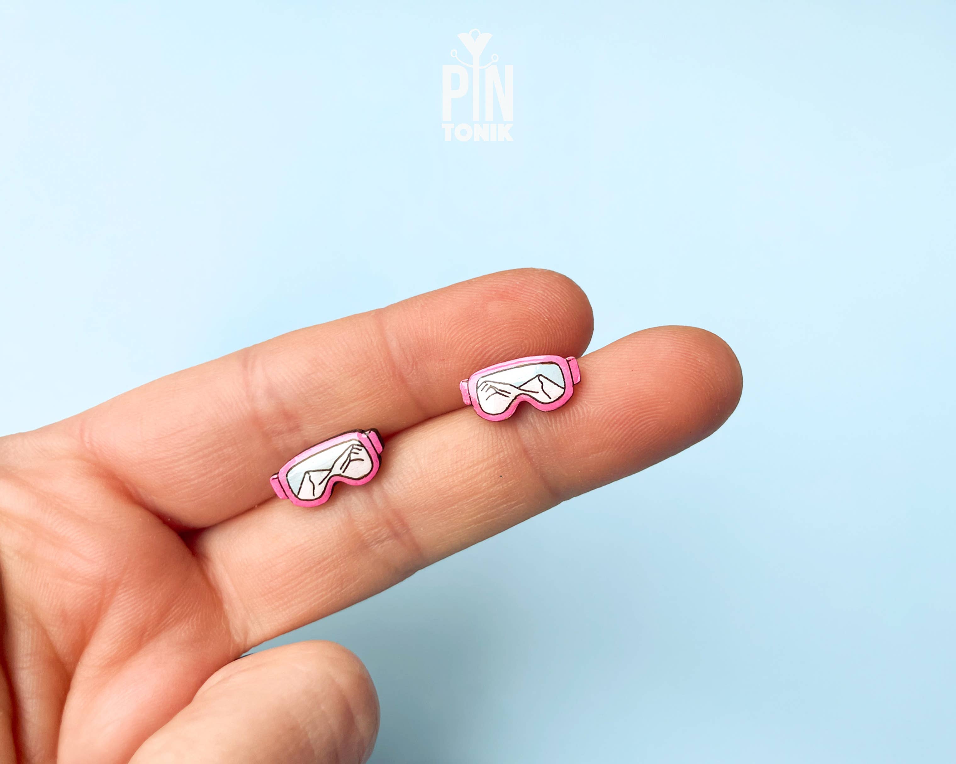 Ski Goggle Earrings - Fun Apres Ski Studs - Snowboard Gifts 