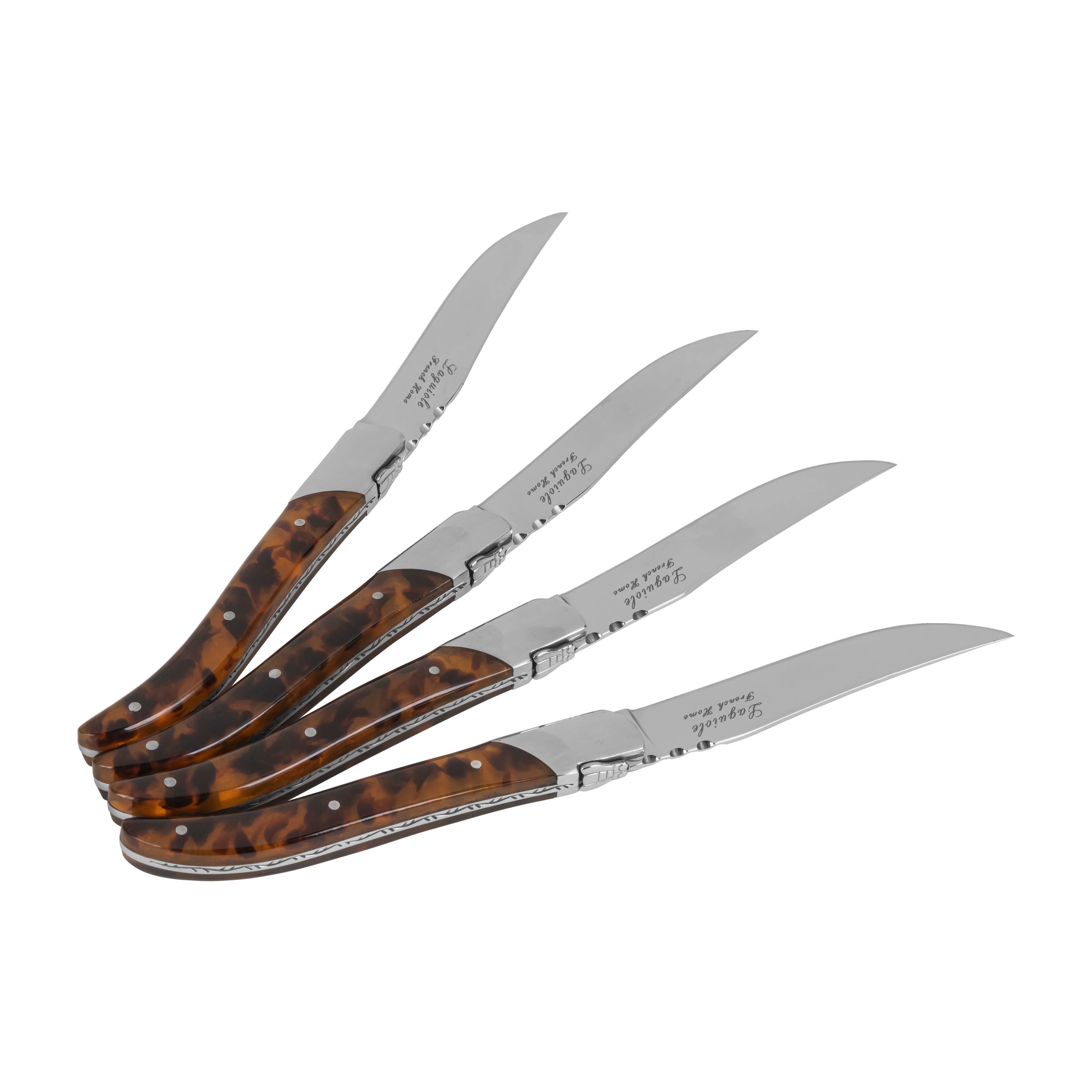 Tortoise Shell 4-Piece Laguiole Connoisseur Steak Knife Set