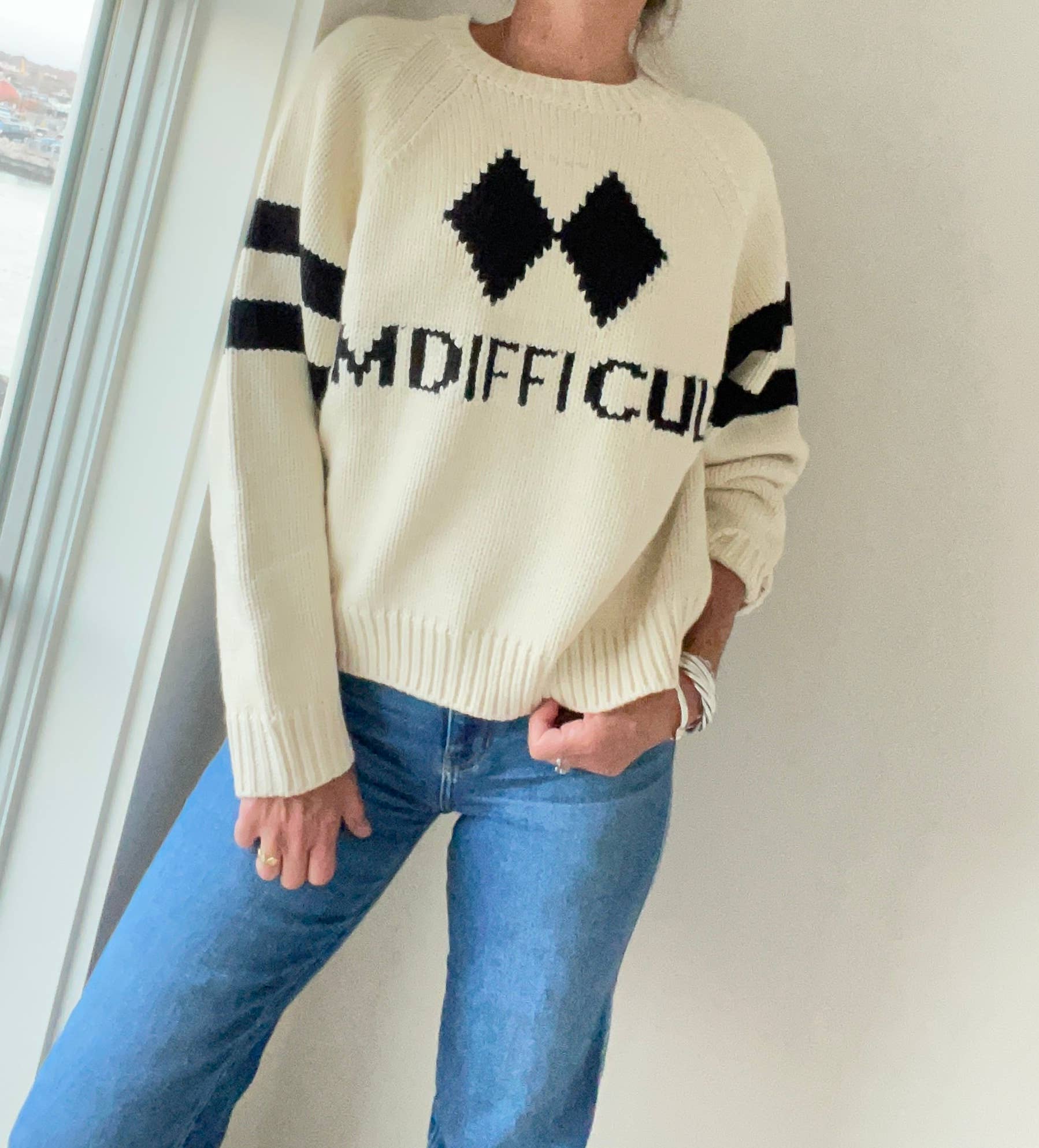 Chunky Acrylic I’m Difficult Ski Sweater 