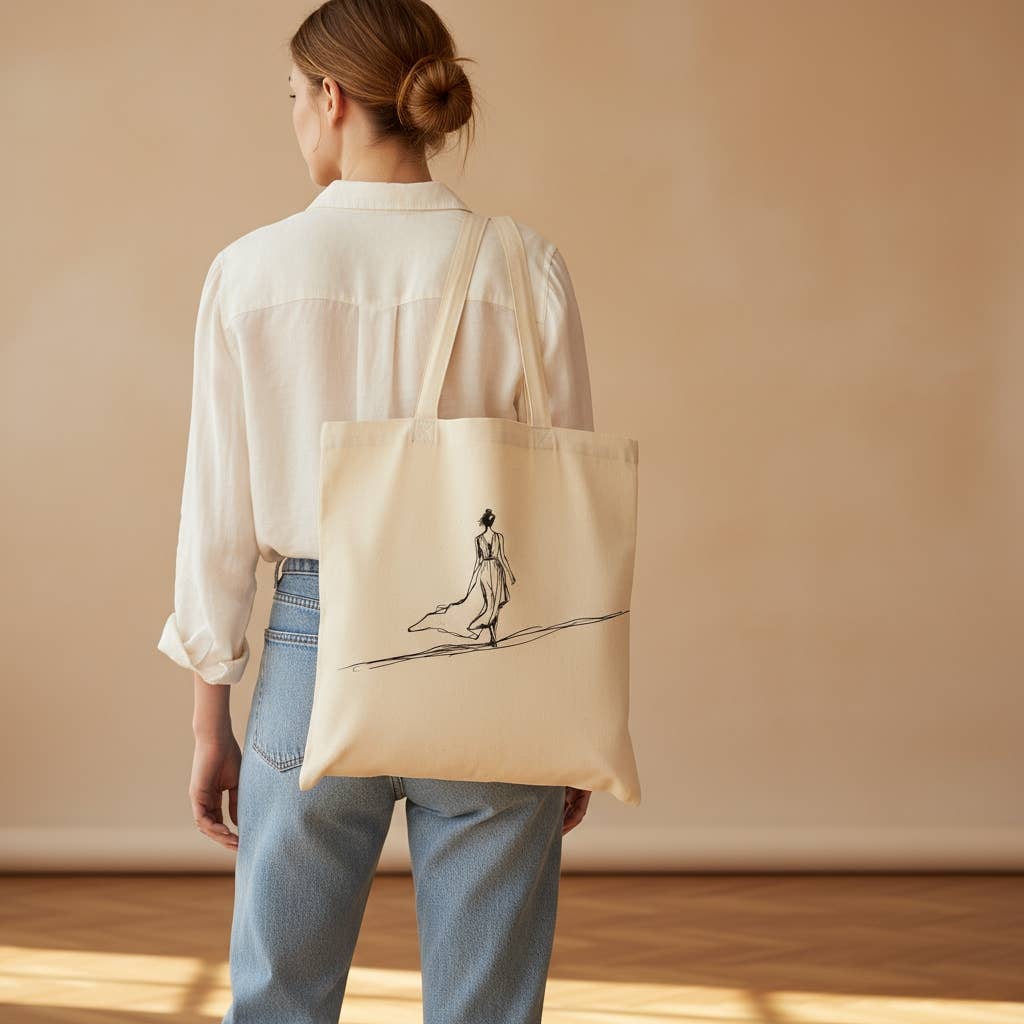 The Wanderer Tote | Minimalist Line Art Eco Canvas Bag