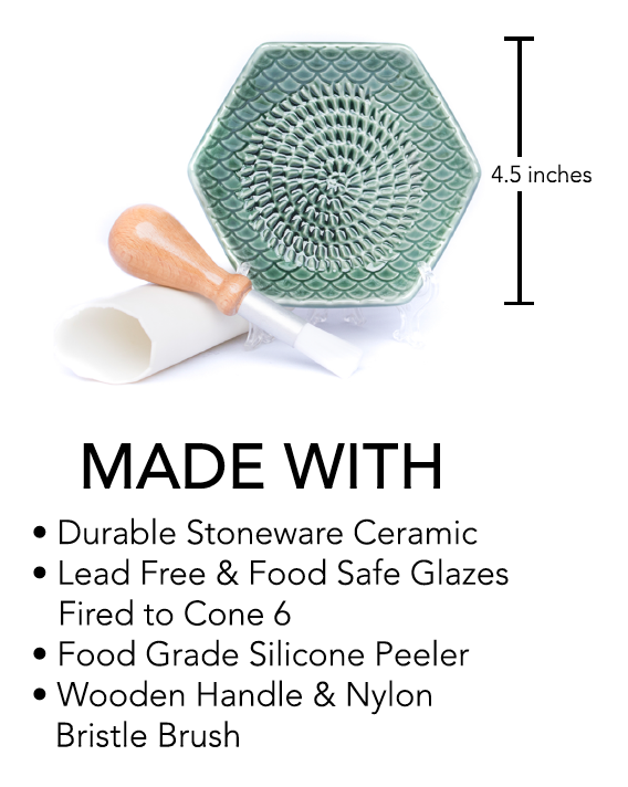 Blue 3 Piece Set: Ceramic Grater, Peeler, Brush