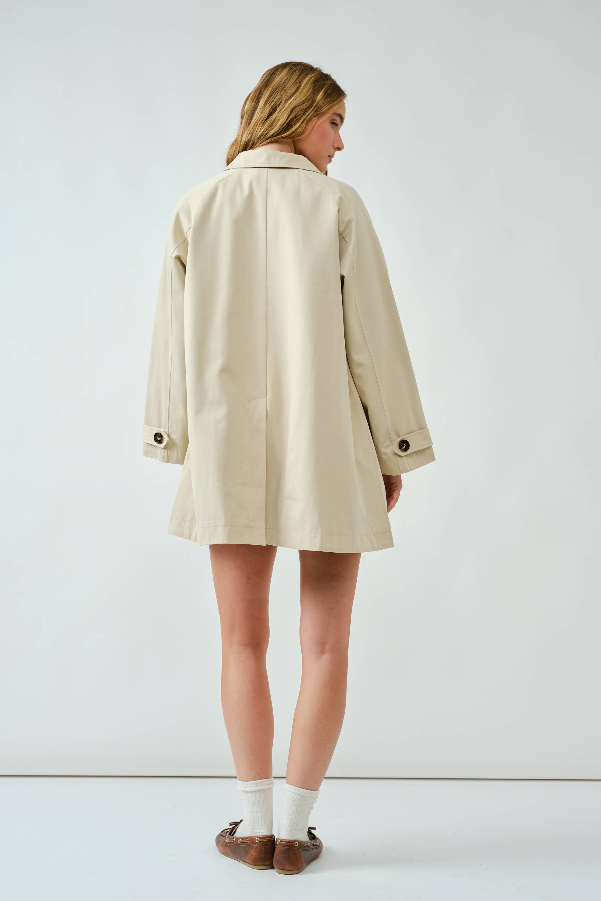 AJJ5143 A LINE TRENCH COAT WITH PLAID LINING