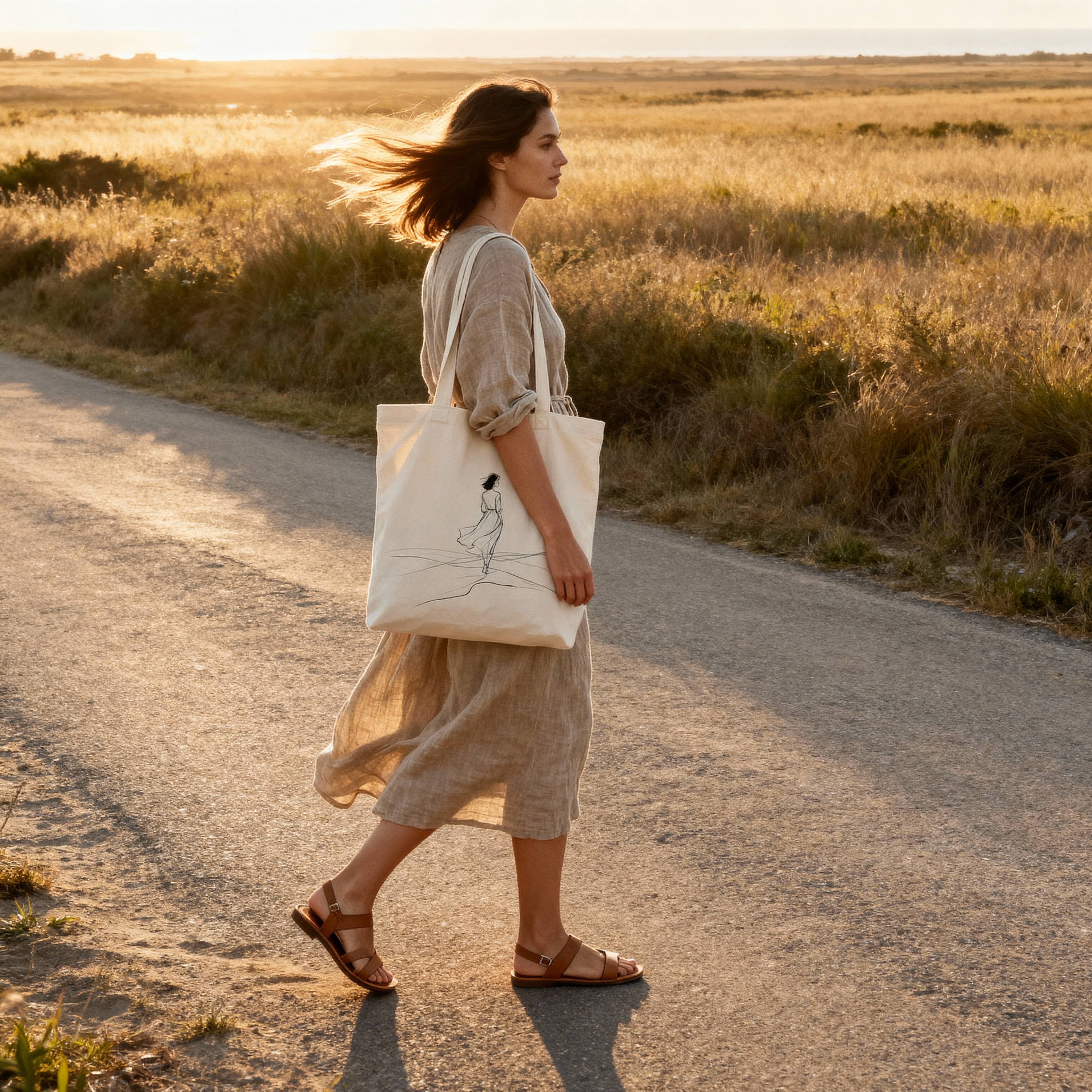 The Arrival Tote Bag – Minimalist Line Art Canvas Tote