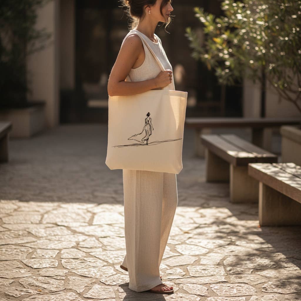 The Wanderer Tote | Minimalist Line Art Eco Canvas Bag