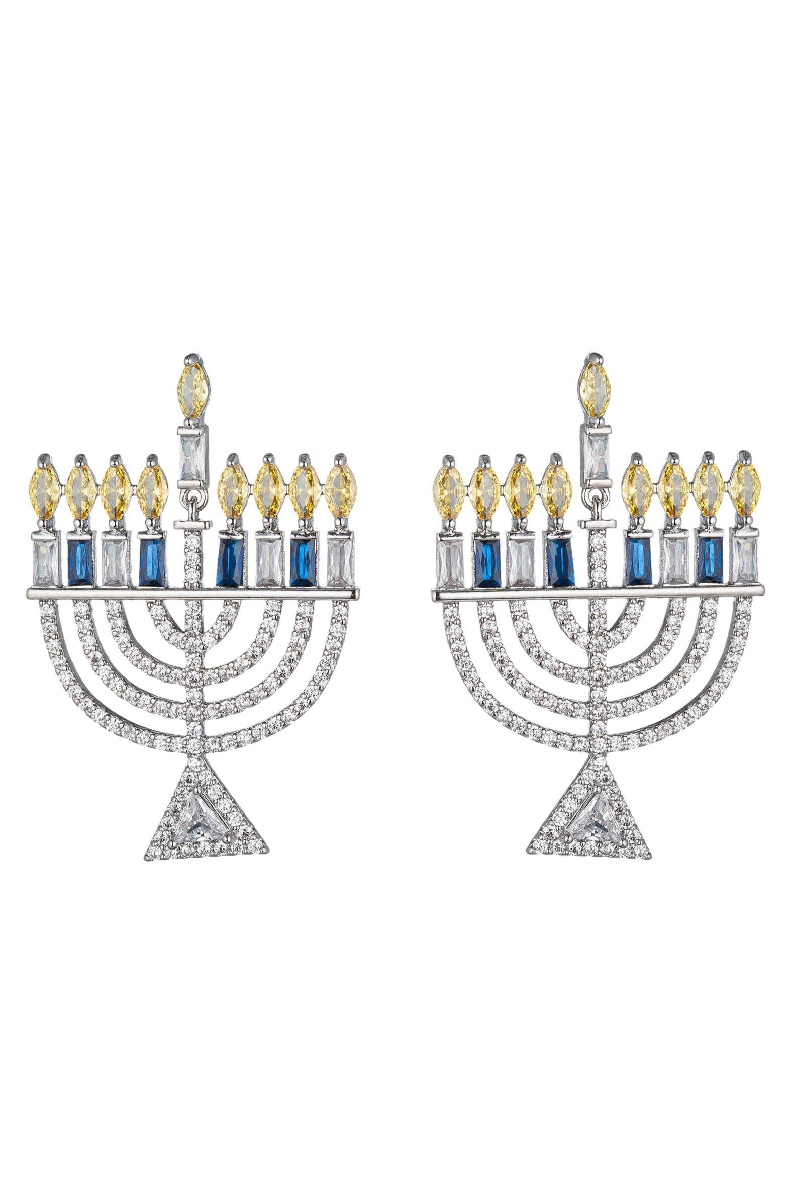 Light The Menorah Cubic Zirconia Drop Earring