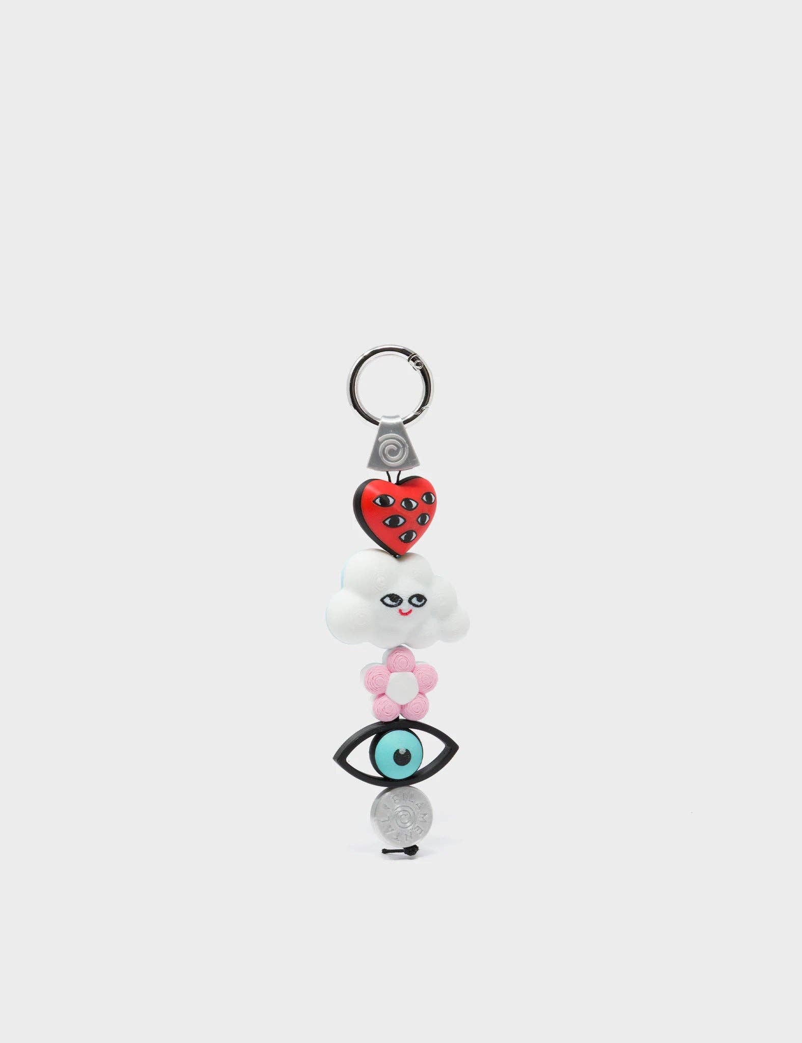 Cloudette Charm - Red and Pink 3D Printed Bioplastic Keychain
