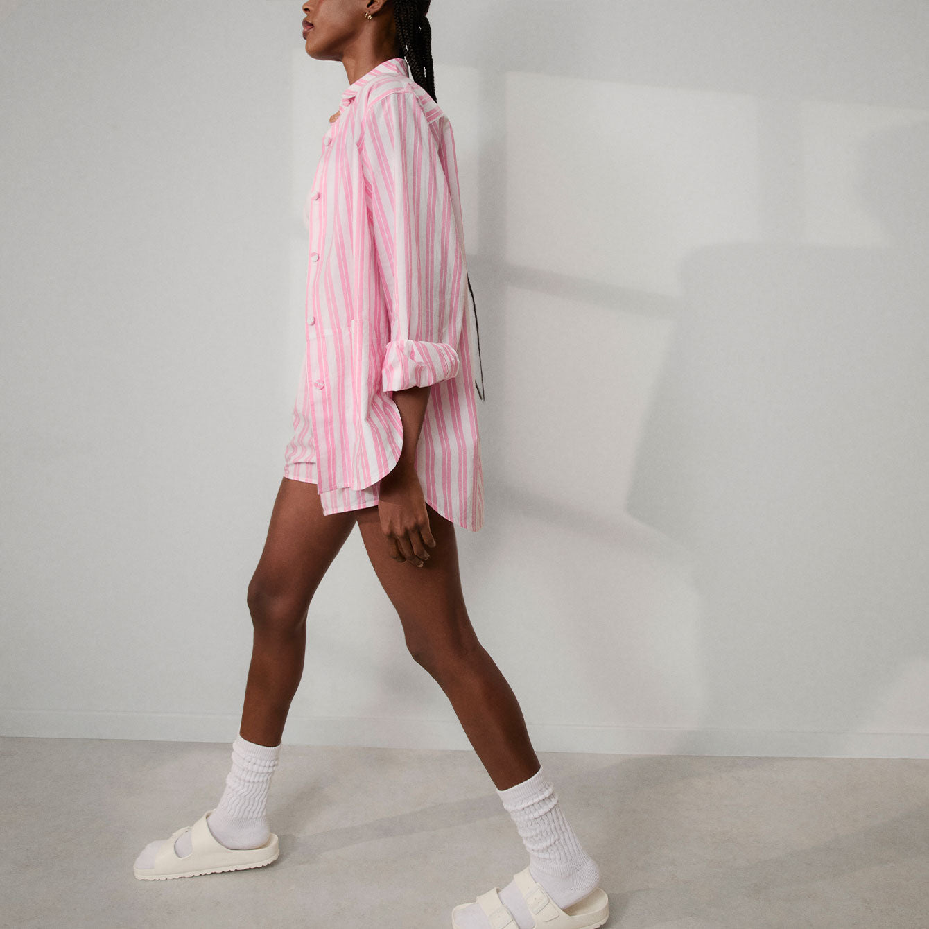Airy Cotton Curved Hem Shirt