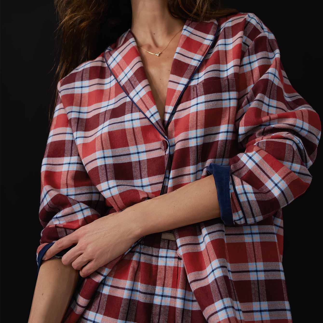 Brushed Flannel Shawl Collar Long Sleeve