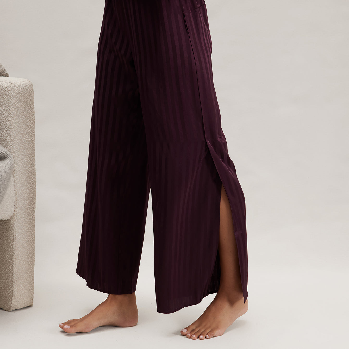 Washable Silk Striped Jacquard Cami Pant Set