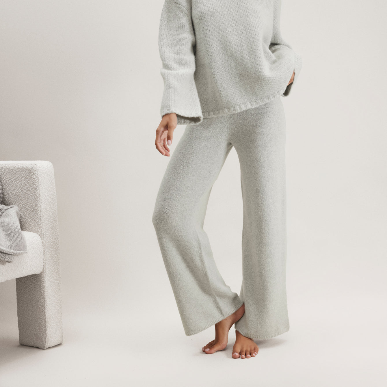 Cashmere Wool Wide Leg Pant