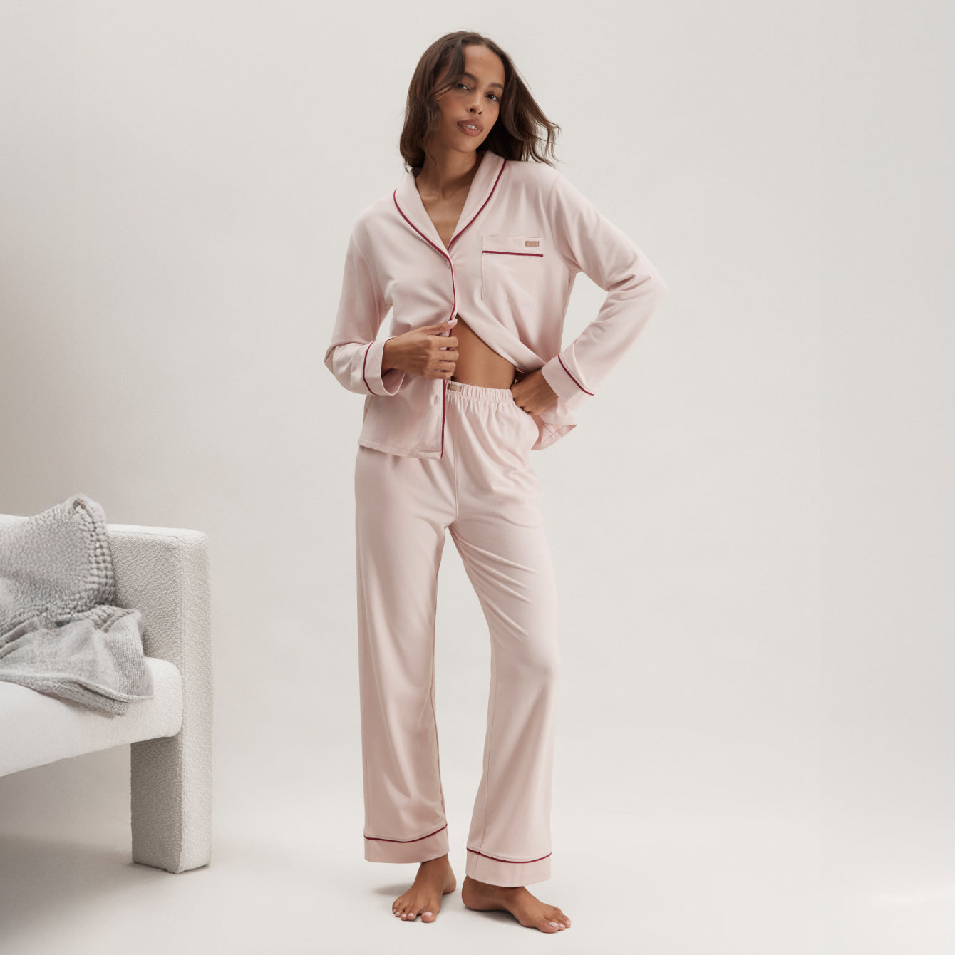 Slumberknit™ Shawl Collar Button Down Pant Set