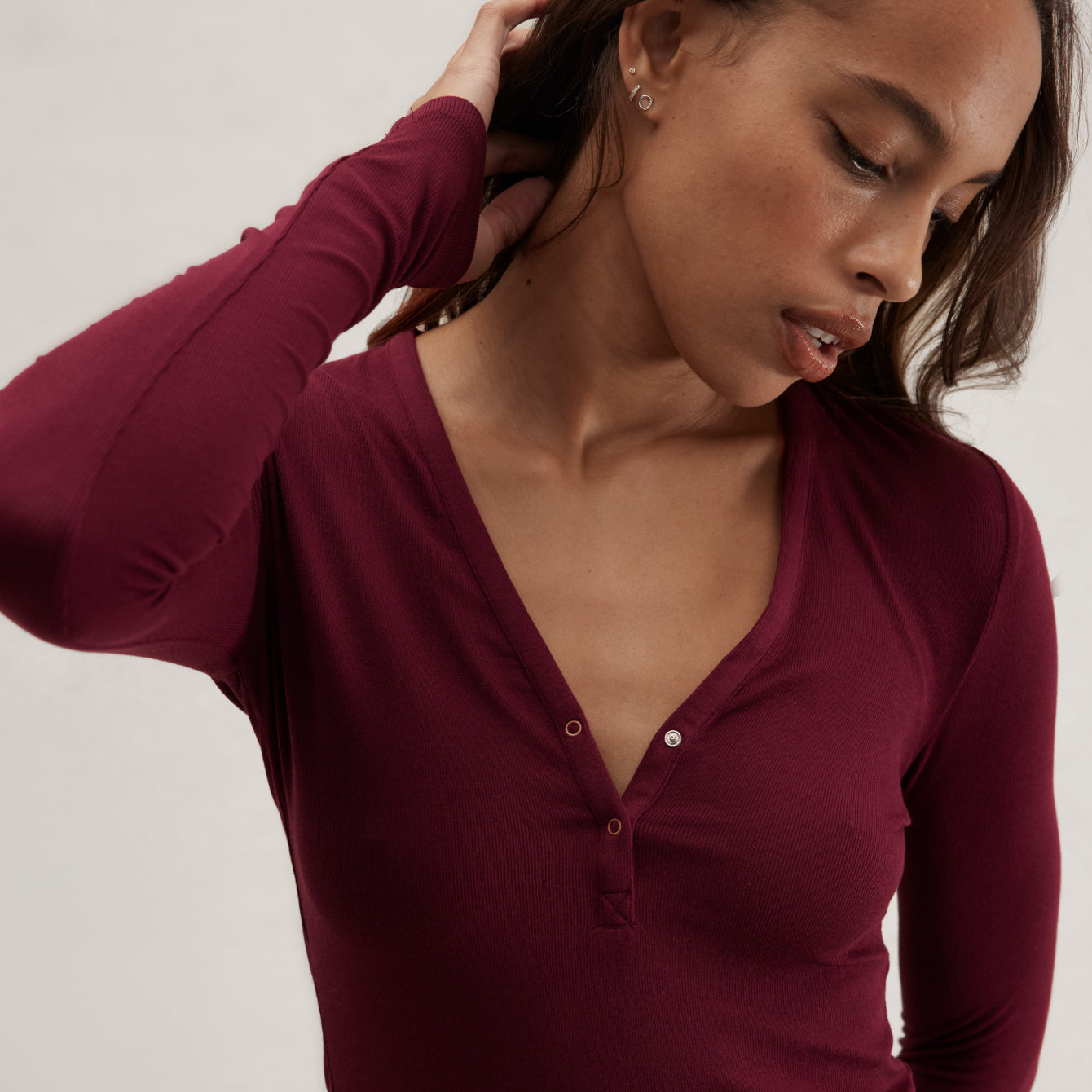 Soft Modal Rib V-Neck Henley