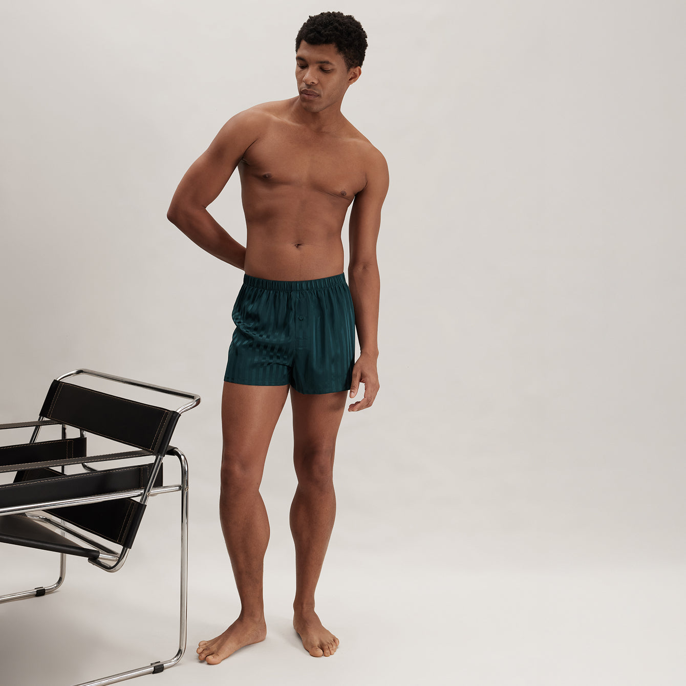 Men's Washable Silk Striped Jacquard Boxer