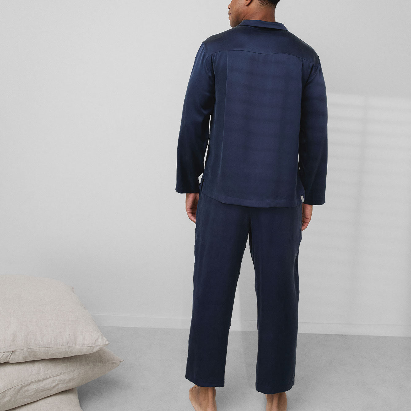 Men's Washable Silk Button Up Set