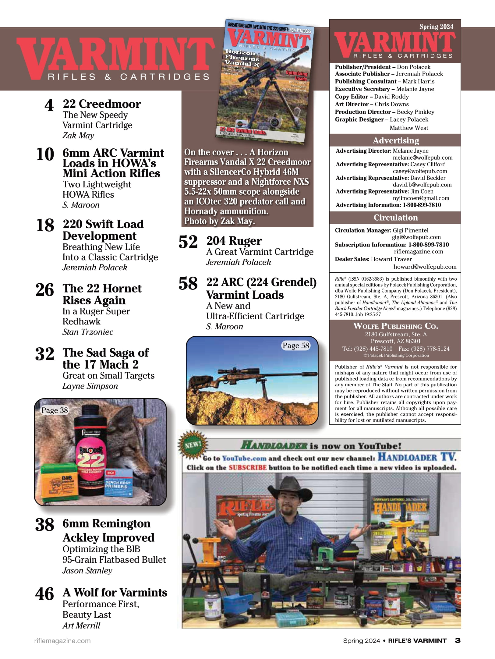 Varmint Rifles & Cartridges - Spring 2024: SA AMI Approved 22 Creedmoor, Horizon Firearms Vandal X, Breathing New Life Into 220 Swift, New Powders, Optimizing Loads, 6mm Remington Improved & Bullets!