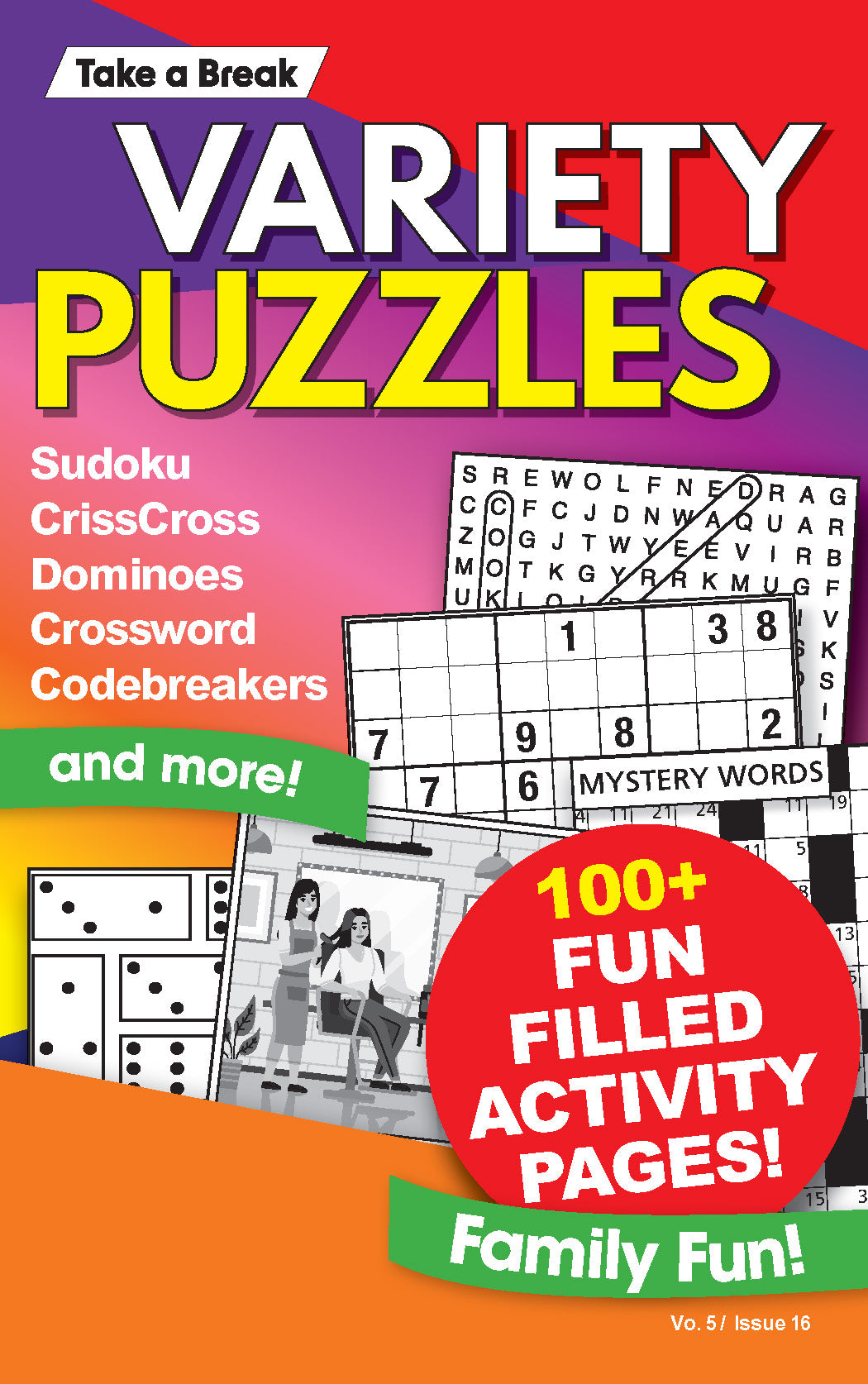 Variety Puzzles - Large Print Vol. 5 Issue 16: 100+ Activity Pages, Sudoku, CrissCross, Dominoes, Crossword, Codebreakers, Wordsearch, DigiCross, All Ages, Unwind, De-Stress, Unplug, Self-Care & Solve!
