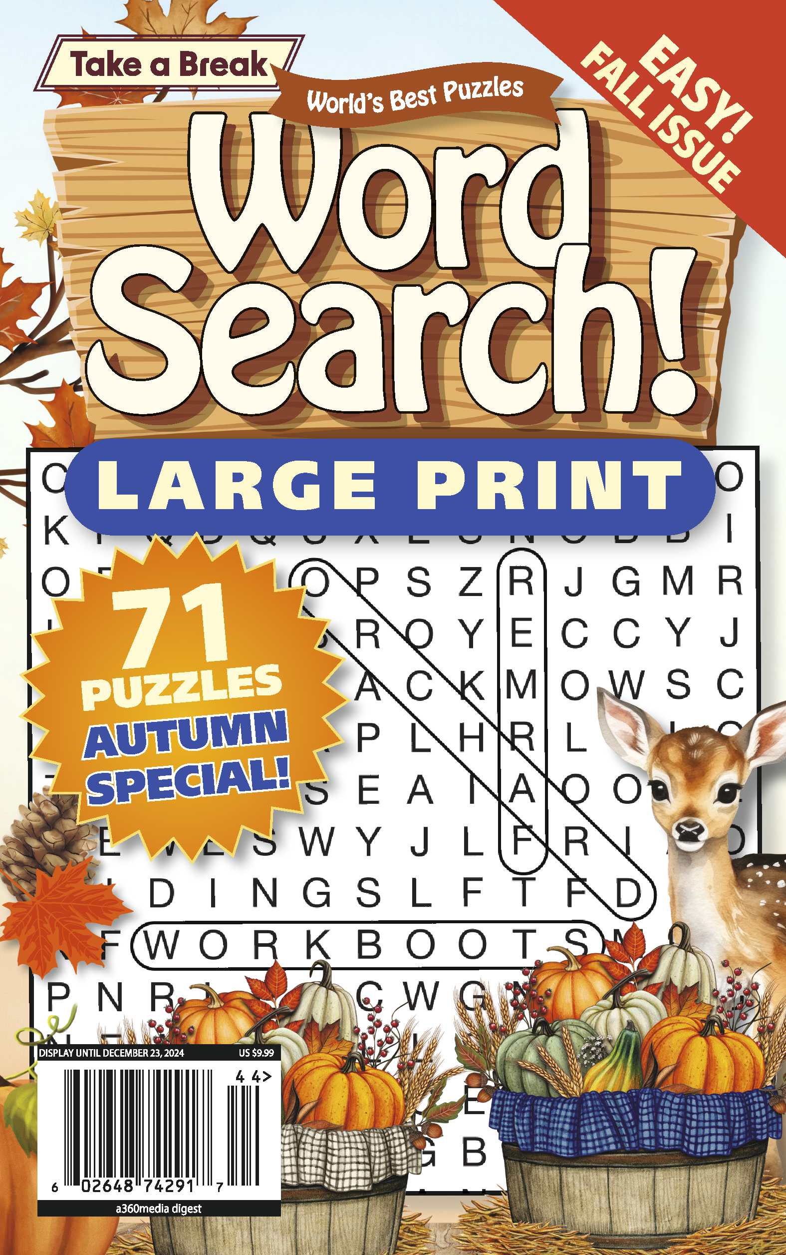 Take a Break - Word Search (Large Print): 71 Puzzles, Fall Issue, Level Easy, Autumn Themes, Hours Of Mind-Boosting Fun, Sharpen Brain, Unwind, Unplug, Relax, De-Stress, Challenge Yourself & Solve!