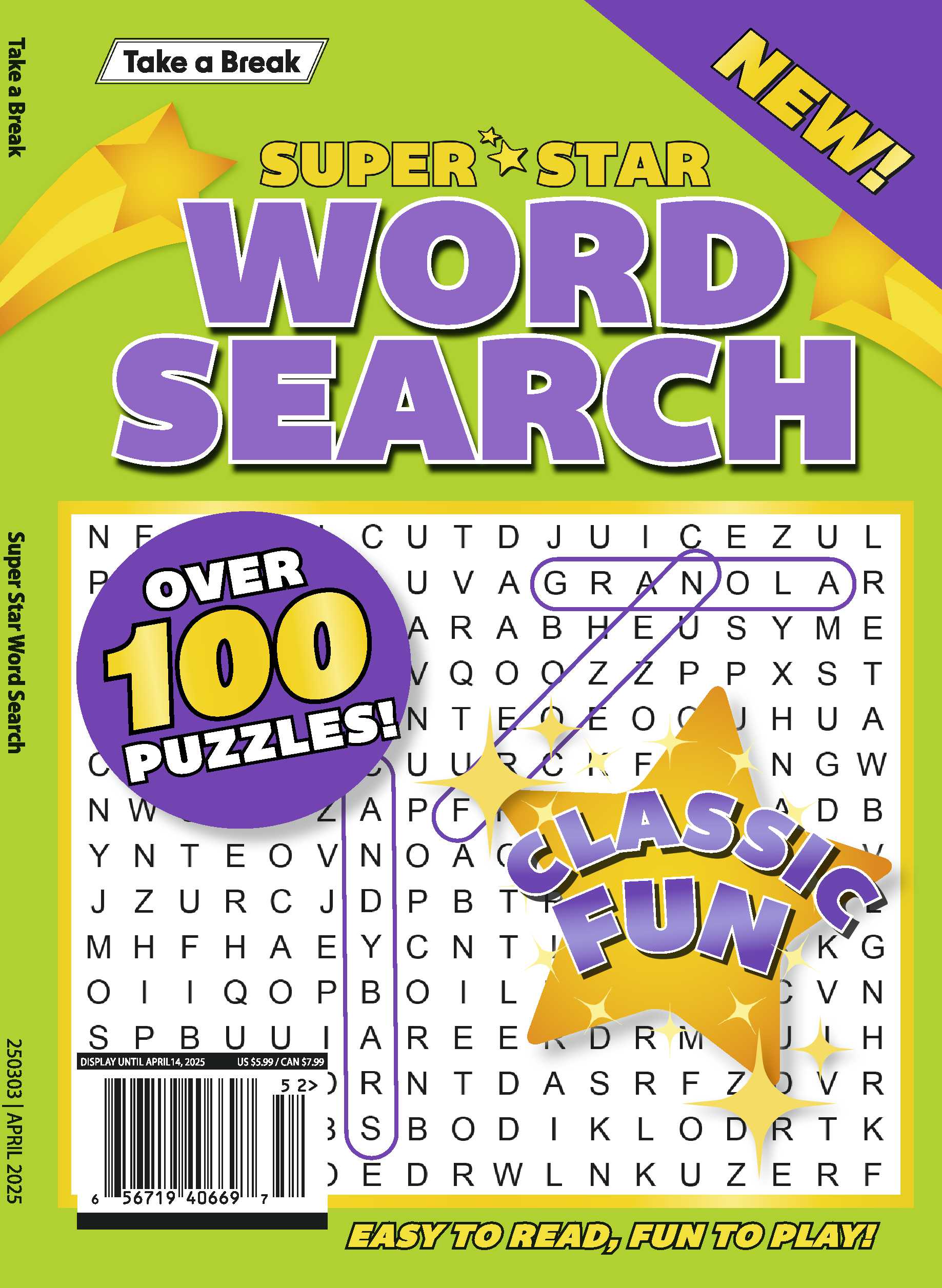 Take a Break- Superstar Word Search 25.01.10: Over 100 Puzzles, Classic Fun, Easy To Read, Fun To Play, Relax, Solve & More!