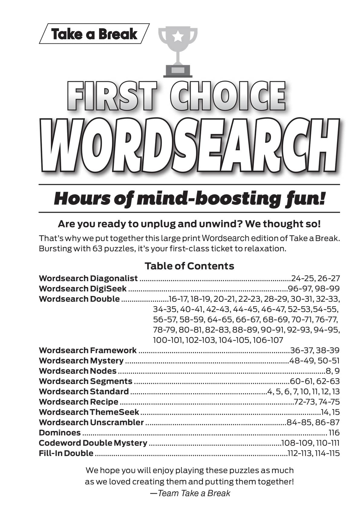 Take a Break - First Choice Word Search 25.04.11: Large Print, Over 60 Puzzles, Word Game Fun For Everyone!