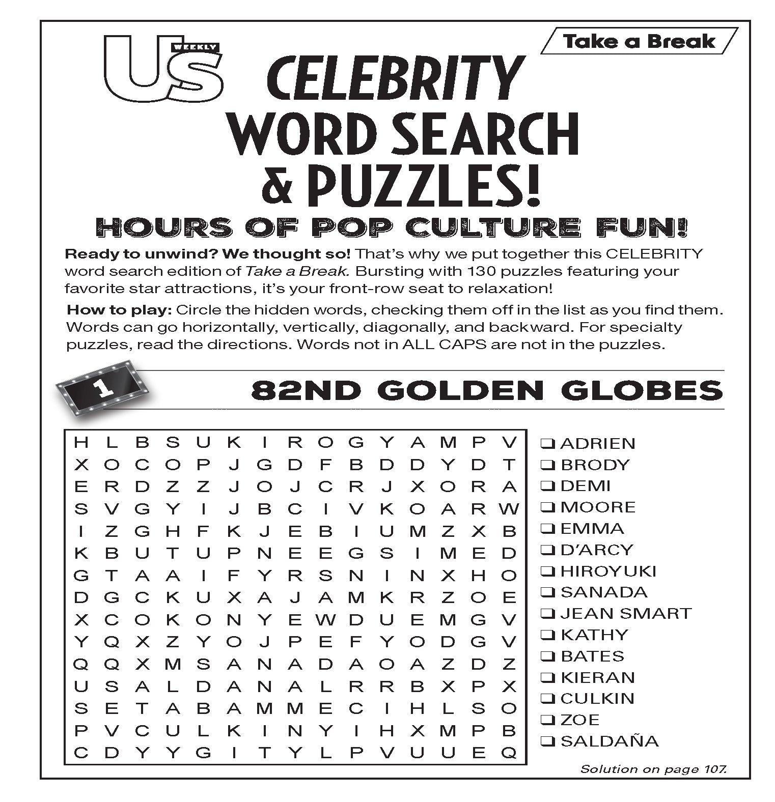 Take a Break - Us Weekly Celebrity Word Search 25.05.09: 130 Pages Of Fun, Bonus DigiSearch, Star Studded Fun Facts About Your Favorite Celebrities, Icons, Legends & More!