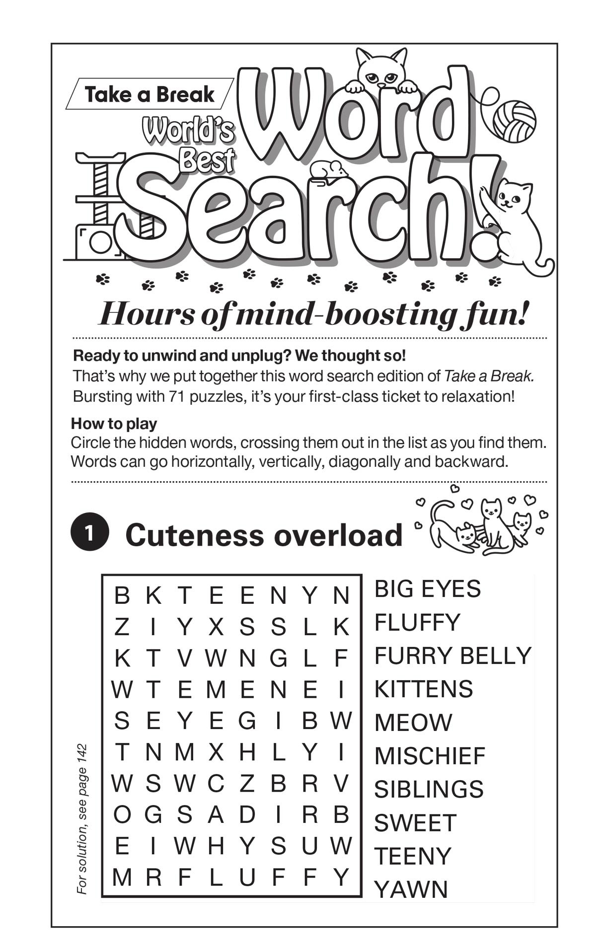 World's Best Puzzle - Word Search 25.06.13: 71 Cat Themed Puzzles, Large Print, Brain Booster, Fun Activity, Cat Lovers Edition,  Sharpen Your Mind, Relax, Unwind, Unplug & Solve!