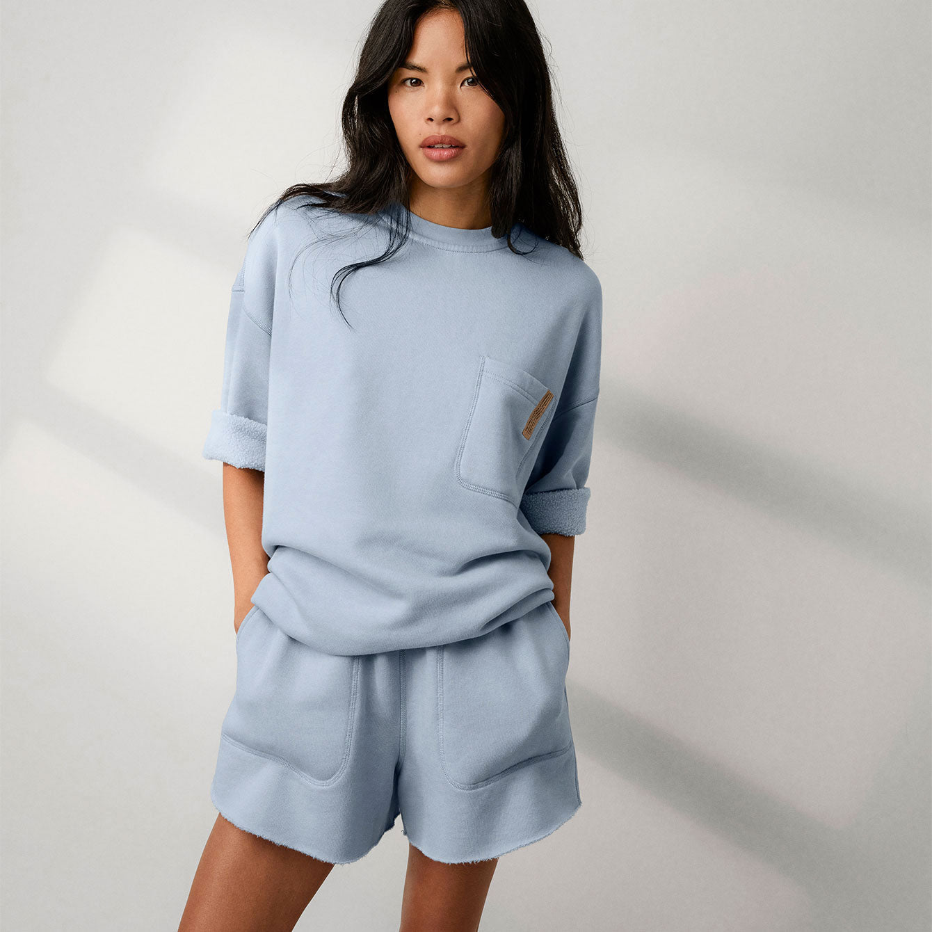 Silksweats™ Midweight Reversible Cropped Sleeve Sweatshirt