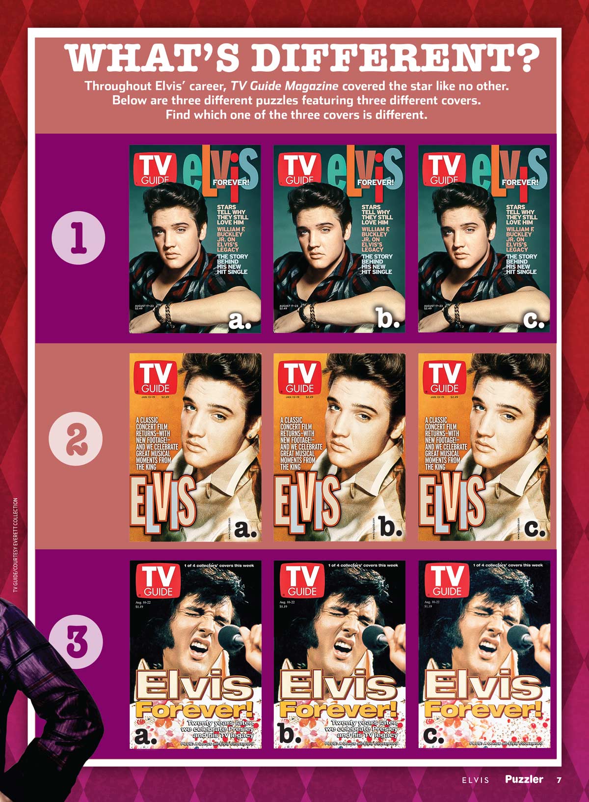 TV Guide - Elvis Puzzler: His Movies & Music, Criss Cross, Word Sudoku, Missing Letters, Spot The Differences, Scrambles, Trivia, Crossword, Word Searches, Mix & Match Song Titles, Logic & More!