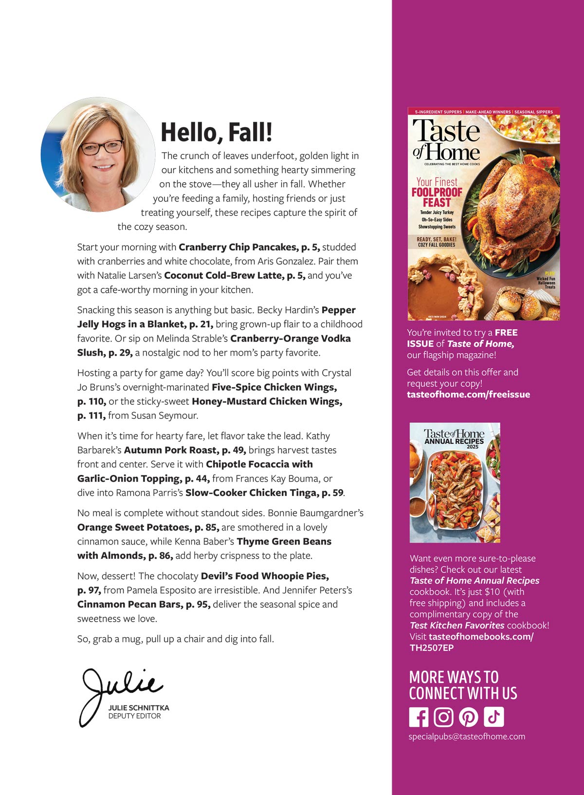 Taste of Home - Fall Recipes: 106 Quick & Easy Comfort Foods, Cozy Casseroles, Heartwarming Soups, Parmesan Bacon Bubble Bread, Irresistible Seasonal Desserts & More!