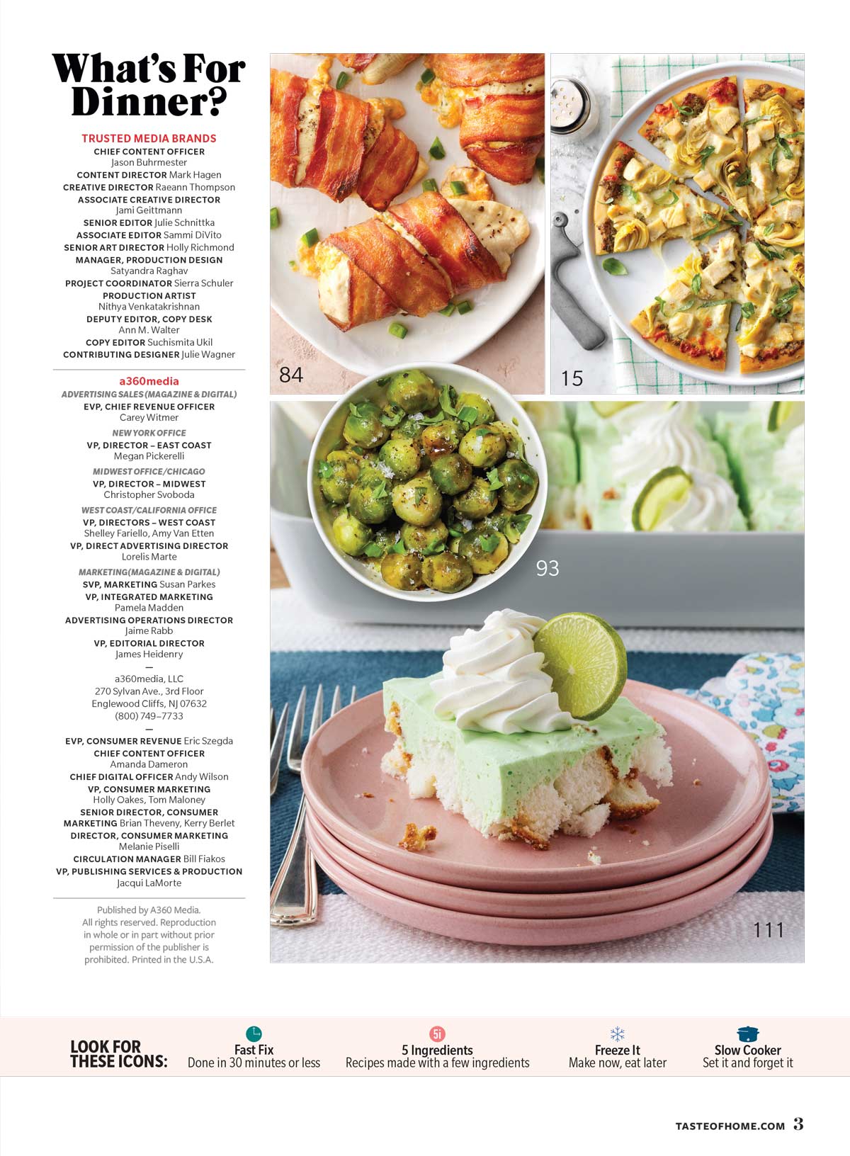 Taste of Home - What's for Dinner?: 115 Speedy Meal Solutions, 30-Minute Suppers, Make-Ahead Dishes, Slow-Cooker Stars, 5-Ingredient Meals, Quick-To-Fix Casseroles, Air-Fryer & Instant Pot Recipes!