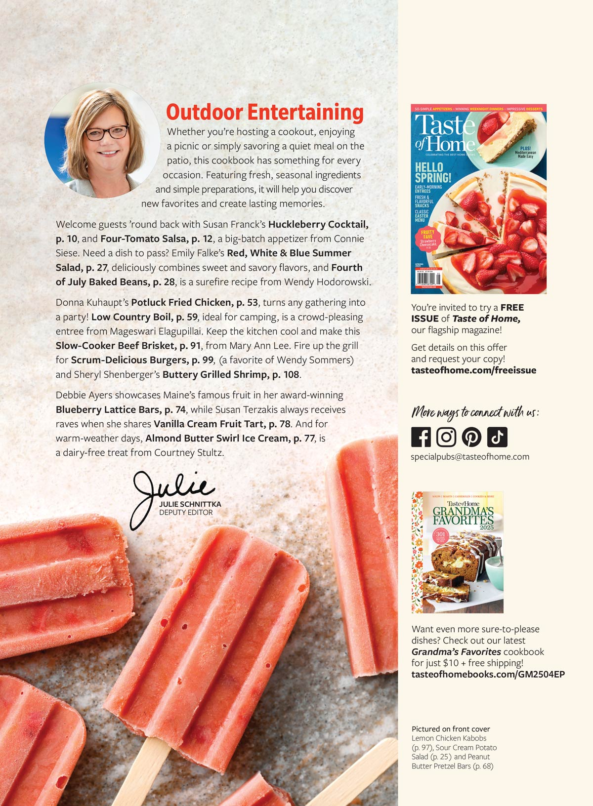 Taste of Home - Summer Cookouts & Potlucks: 109 Easy Outdoor-Friendly Recipes, Appetizers, Slow Cooker Stars, Sizzling Suppers Perfect For Backyard Cookouts, Memorable Gatherings & More!