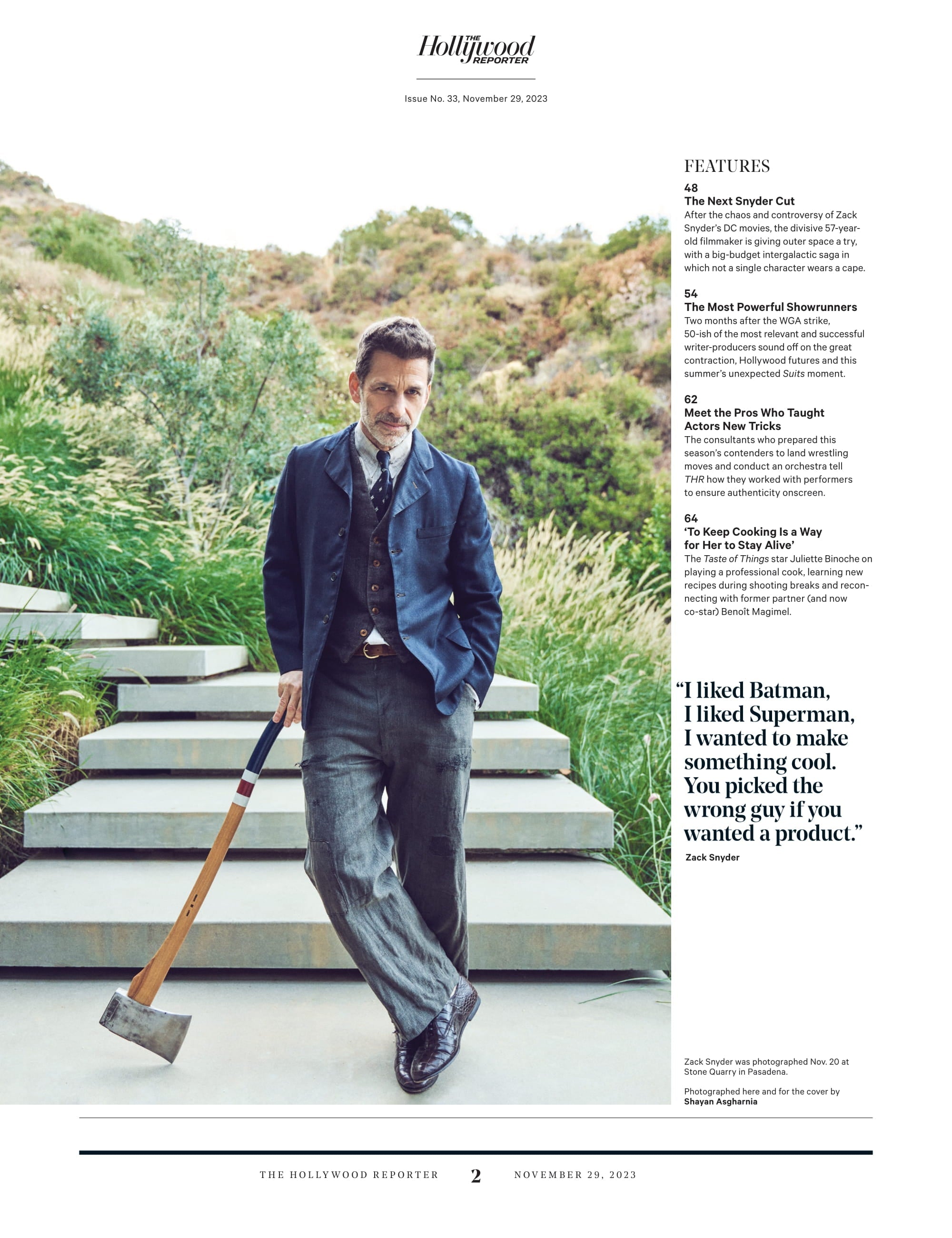 The Hollywood Reporter - 23.11.29 Edition: Zack Snyder's Moon Shoot, After Controversy DC Movies Polarizing Director Gives Outer Space A Try, Twitter To X, Hollywood's Most Powerful Showrunners & More